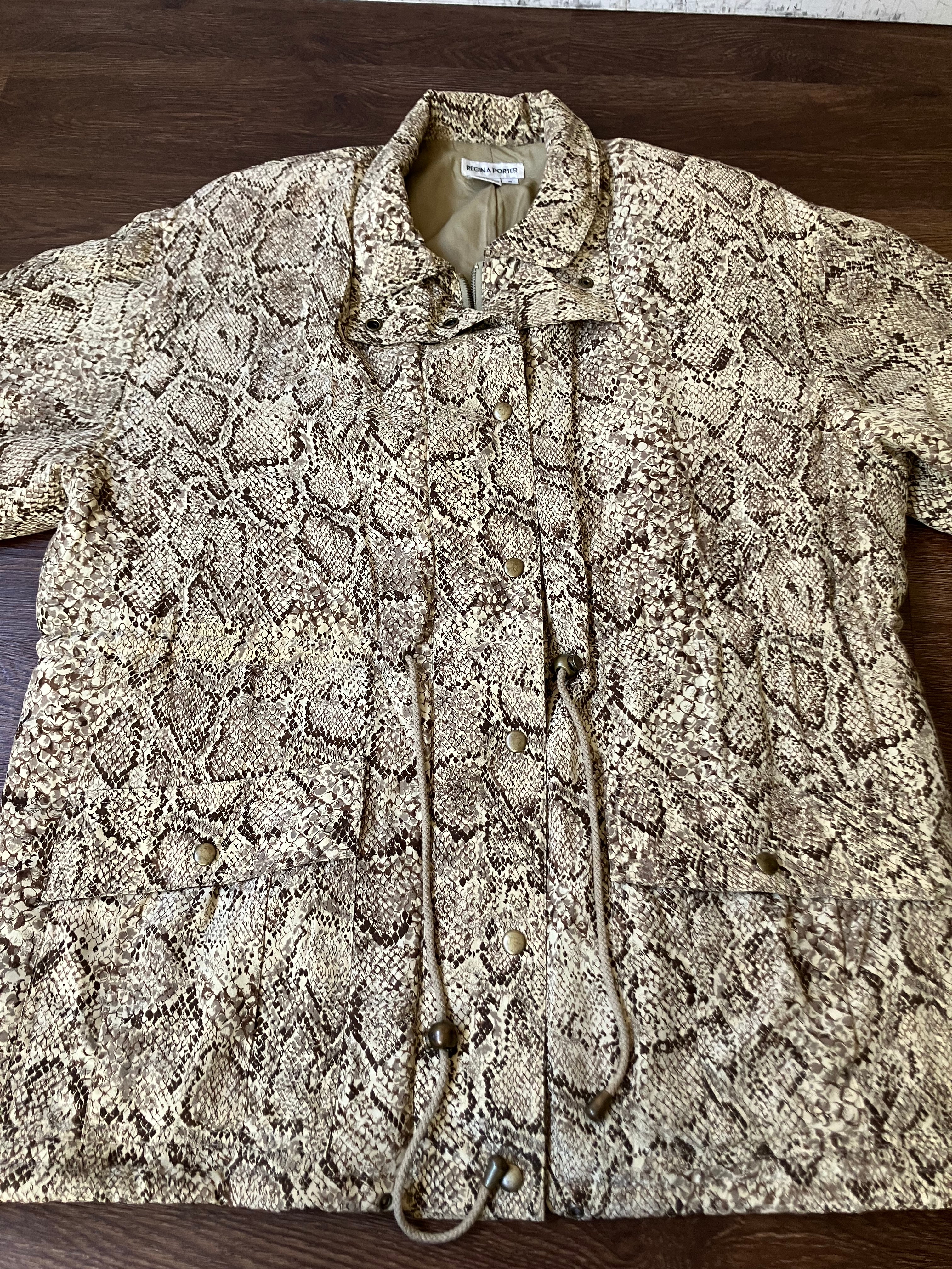 90s 100% Silk Snake Print Puffy Jacket / Anorak By Regina Porter - Image 6