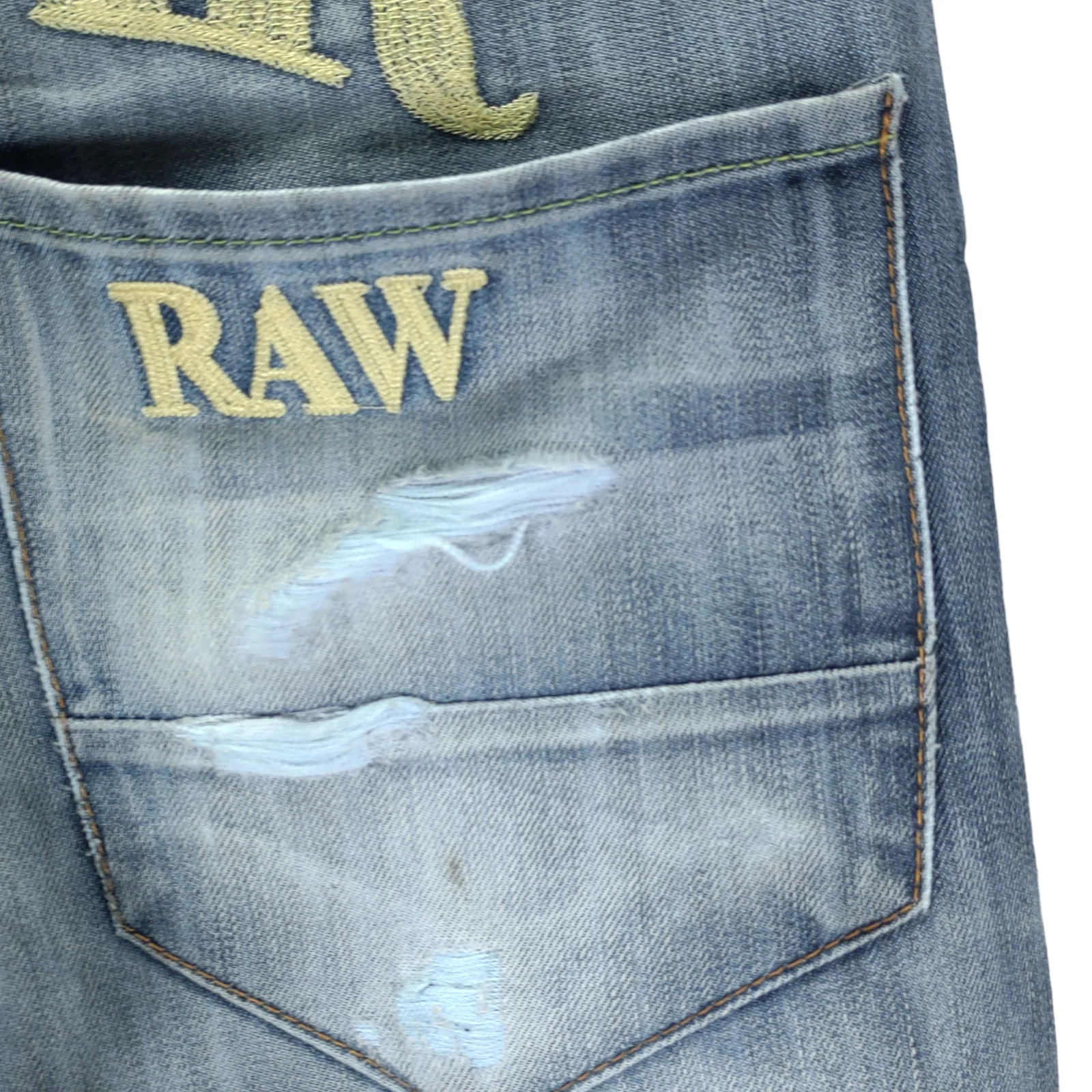 90s 3301 Spell Out Relaxed Striaght Jeans 31x31 Buckle By G Star Raw - Image 8