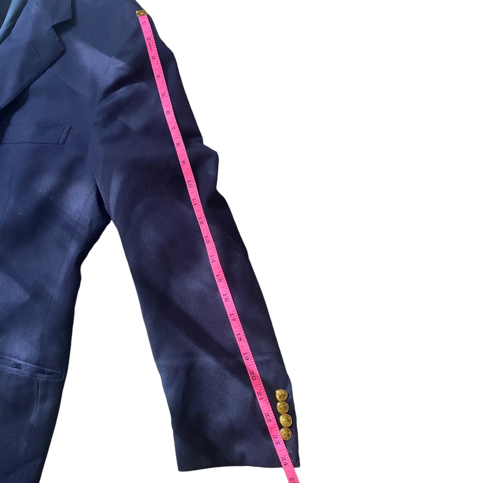 90s 42r Wool Blazer Sports Jacket Navy Gold Buttons By Polo Ralph Lauren - Image 10