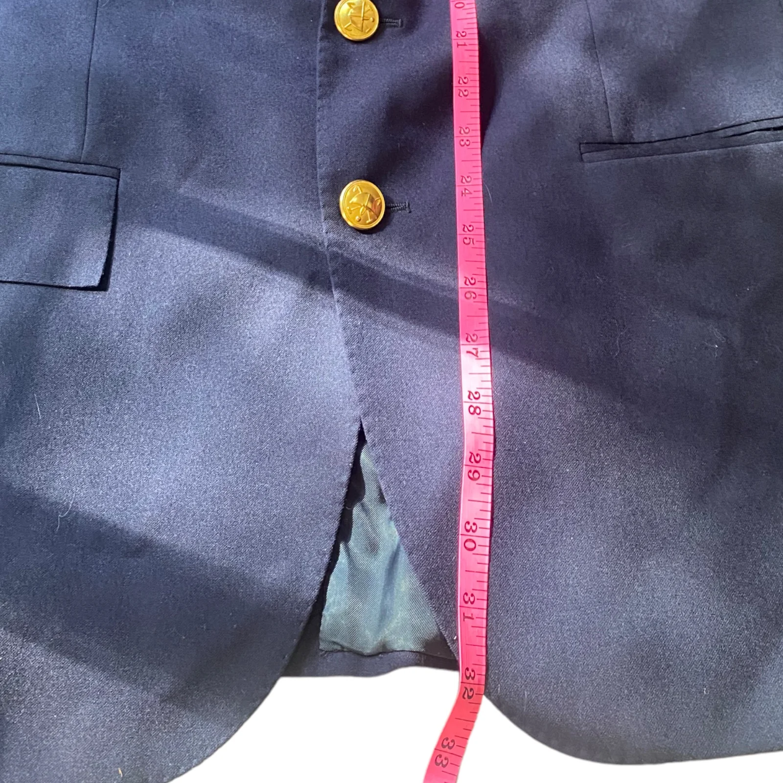 90s 42r Wool Blazer Sports Jacket Navy Gold Buttons By Polo Ralph Lauren - Image 11