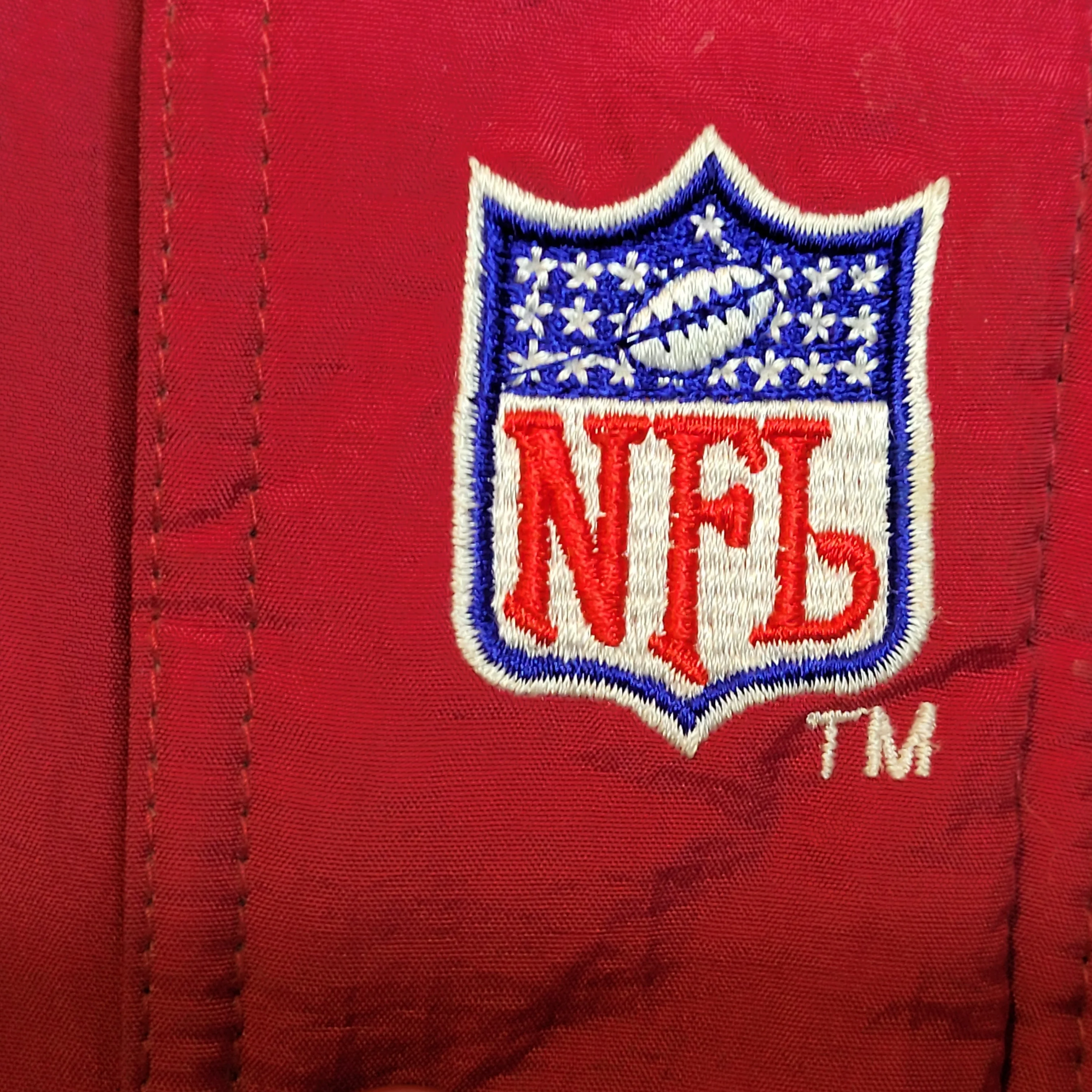 90s 49ers Puffer Puffy Coat Jacket Size L Dark Red By Starter Pro Line - Image 3