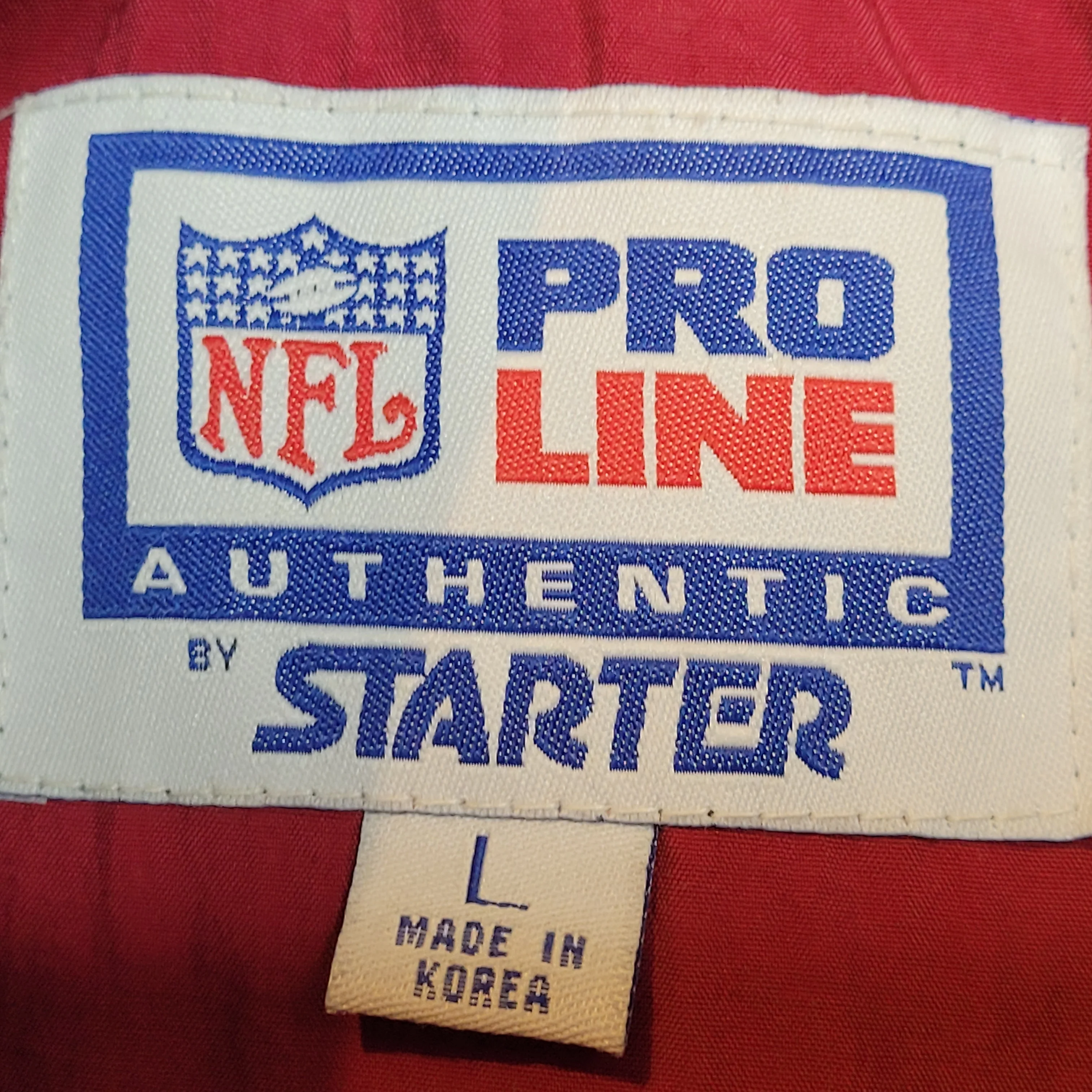 90s 49ers Puffer Puffy Coat Jacket Size L Dark Red By Starter Pro Line - Image 4