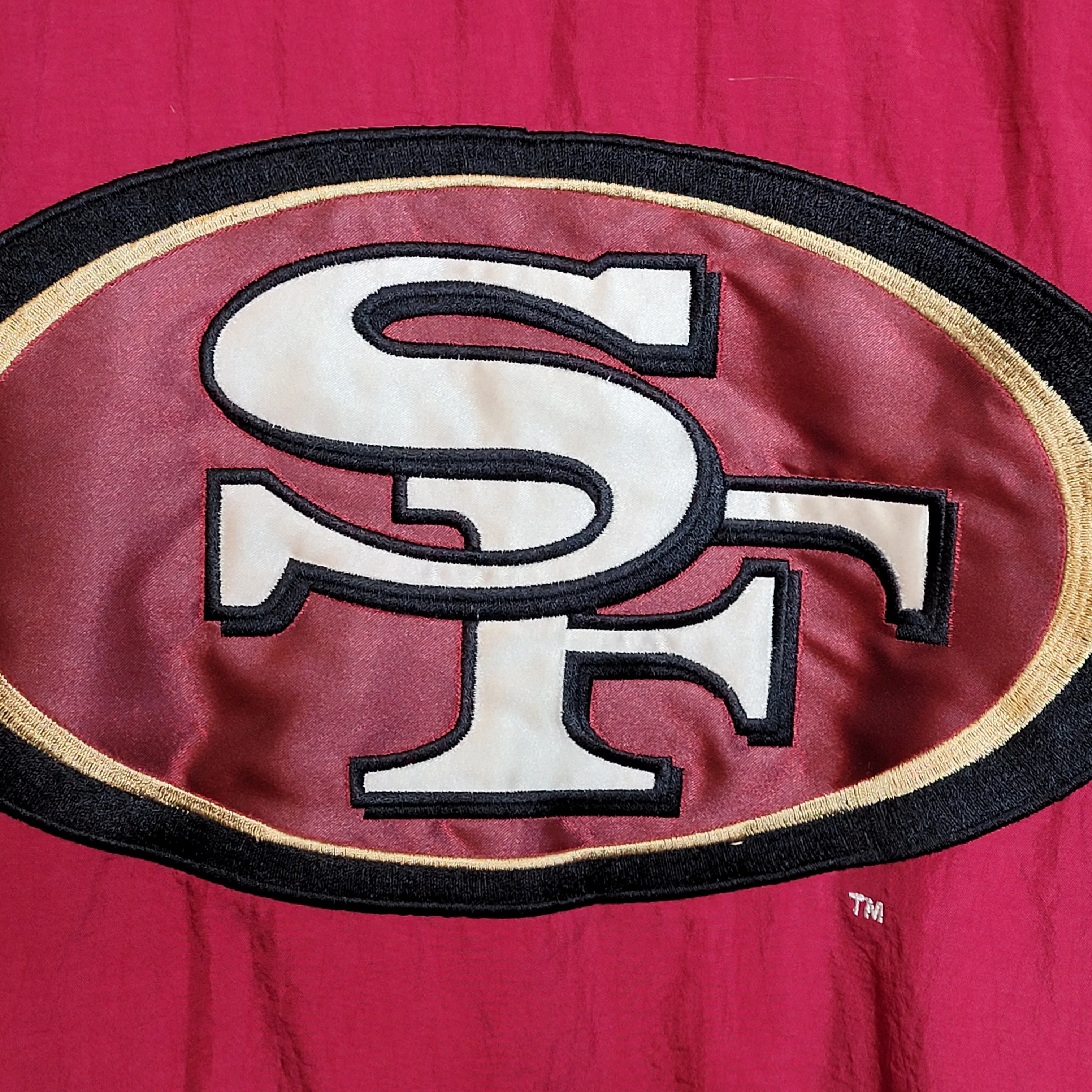 90s 49ers Puffer Puffy Coat Jacket Size L Dark Red By Starter Pro Line - Image 9