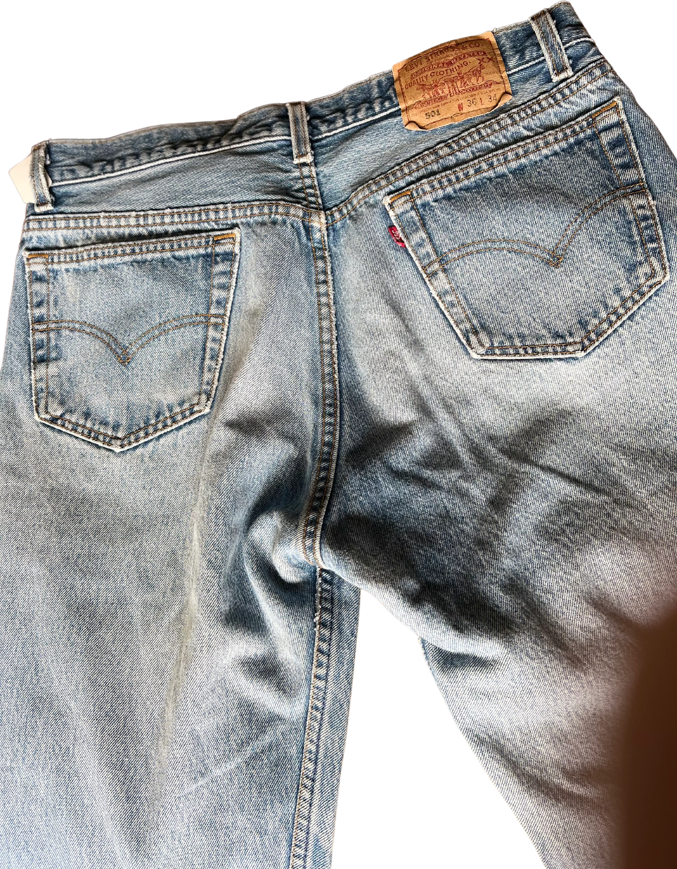 90s 501 Vintage Denim Jeans 34x30 By Levi's - Image 2