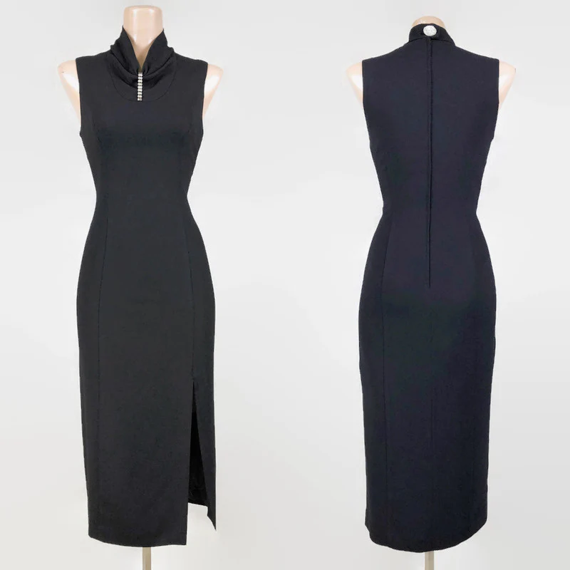 90s 50s Style Vintage Wiggle Dress Rhinestone Accent By N.r.1 - Image 4