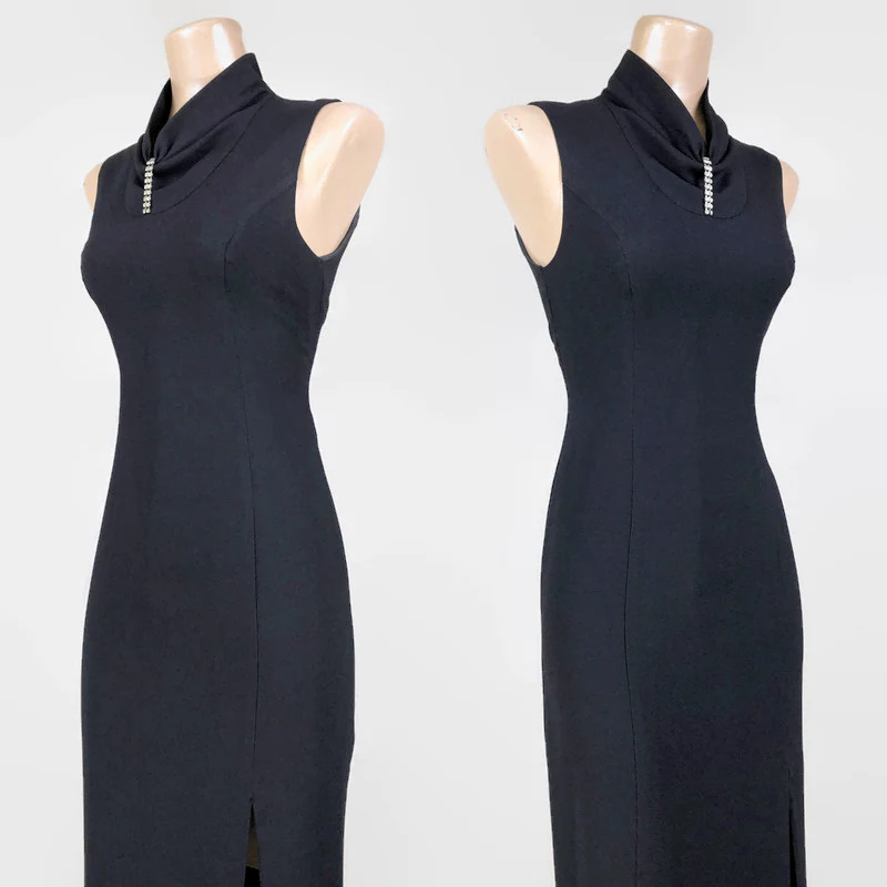 90s 50s Style Vintage Wiggle Dress Rhinestone Accent By N.r.1 - Image 9