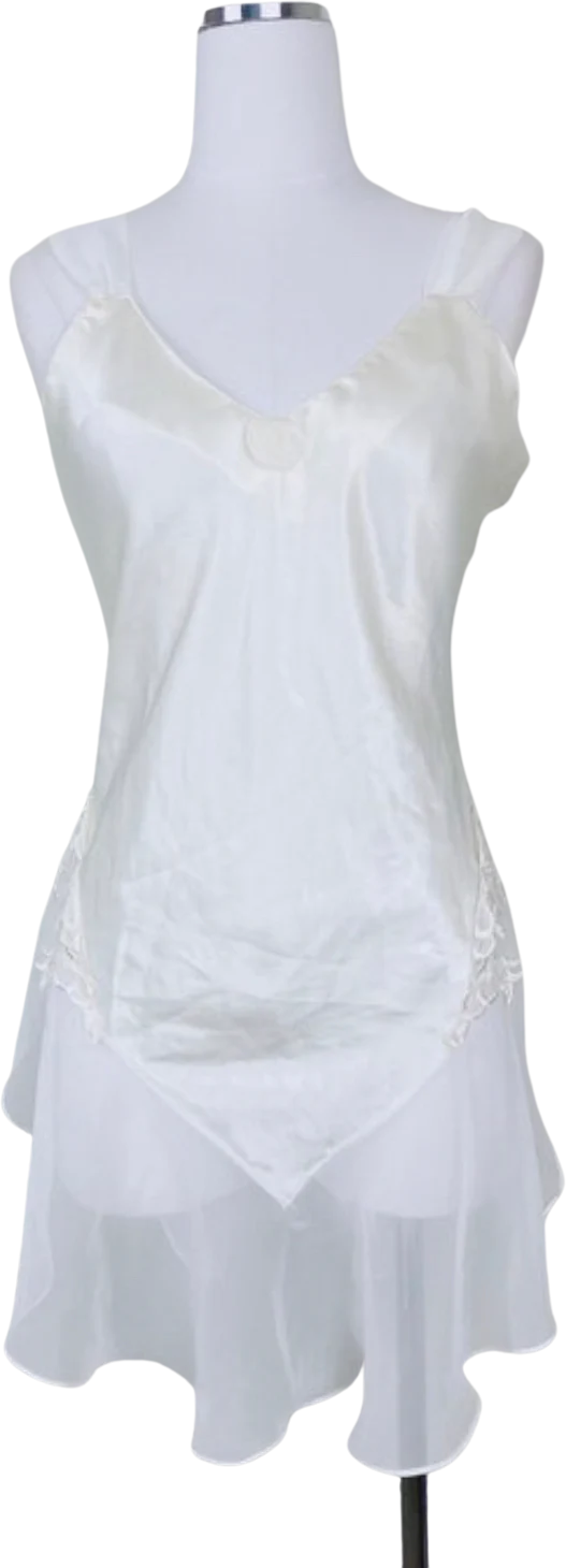 90s 80s Vintage Cream / Ivory Faux Leotard Nightgown By Cacique