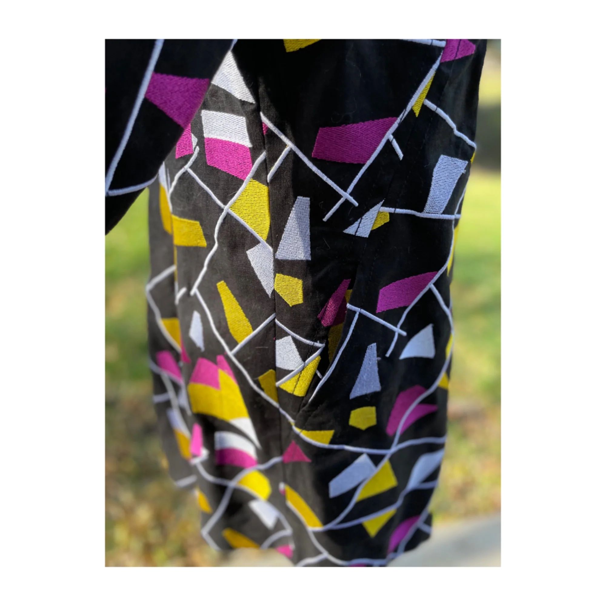 90s Black Dress Coat Geometric Bell Sleeves 3/4 By Nygard - Image 8
