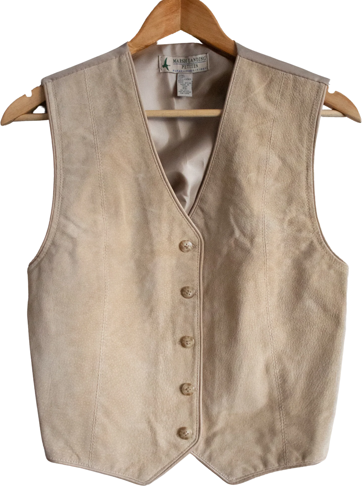 90s Tan Suede Button Up Vest Small by Marsh Landing
