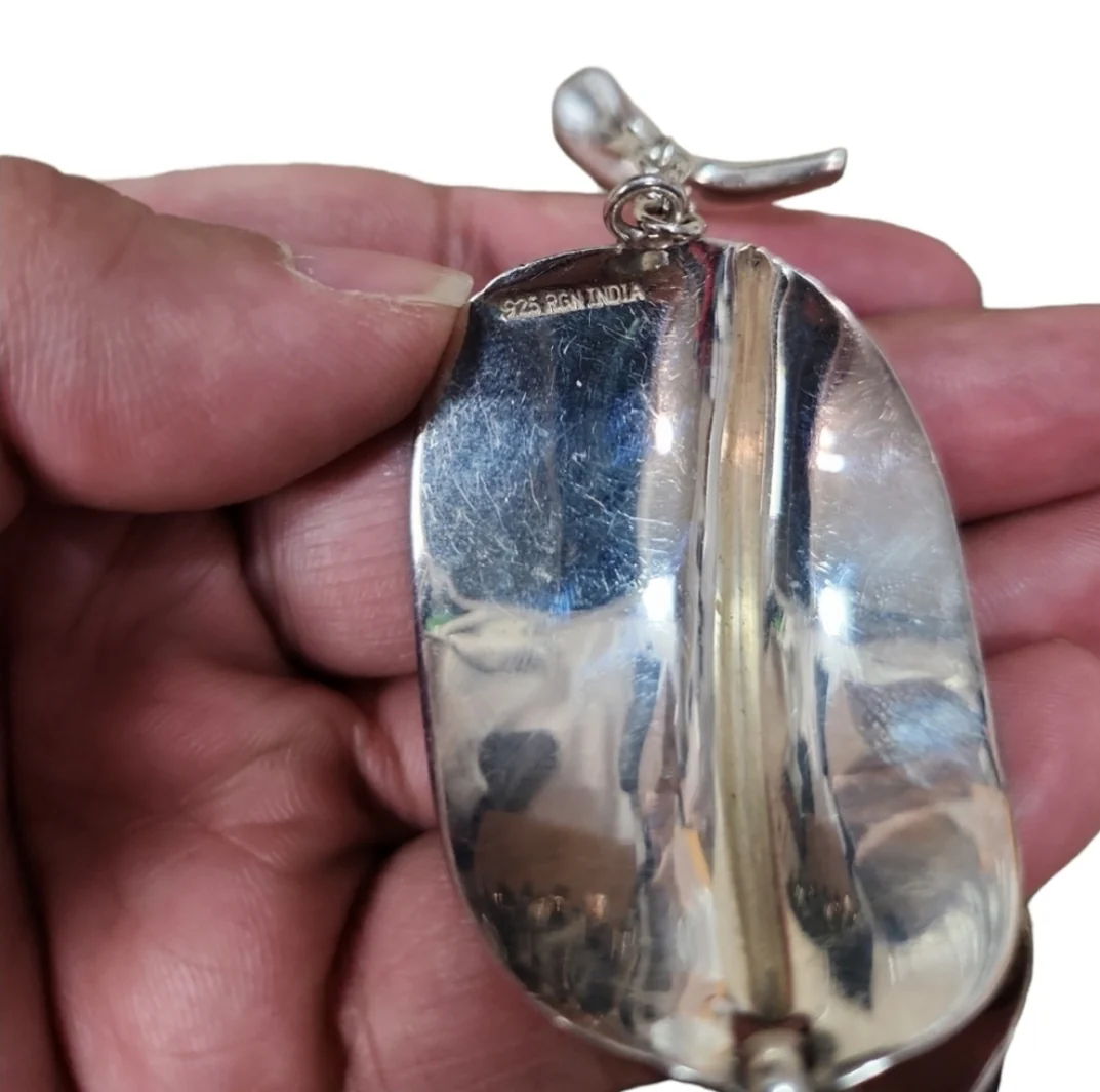 90s 925 India Sterling Silver Large Leaf Bracelet - Image 5