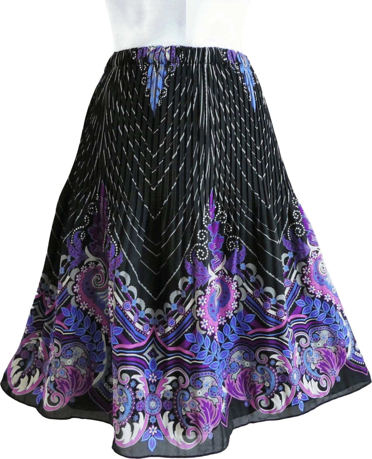 90s Accordion Line Pull On Skirt Damask Bord L By Allison Taylor