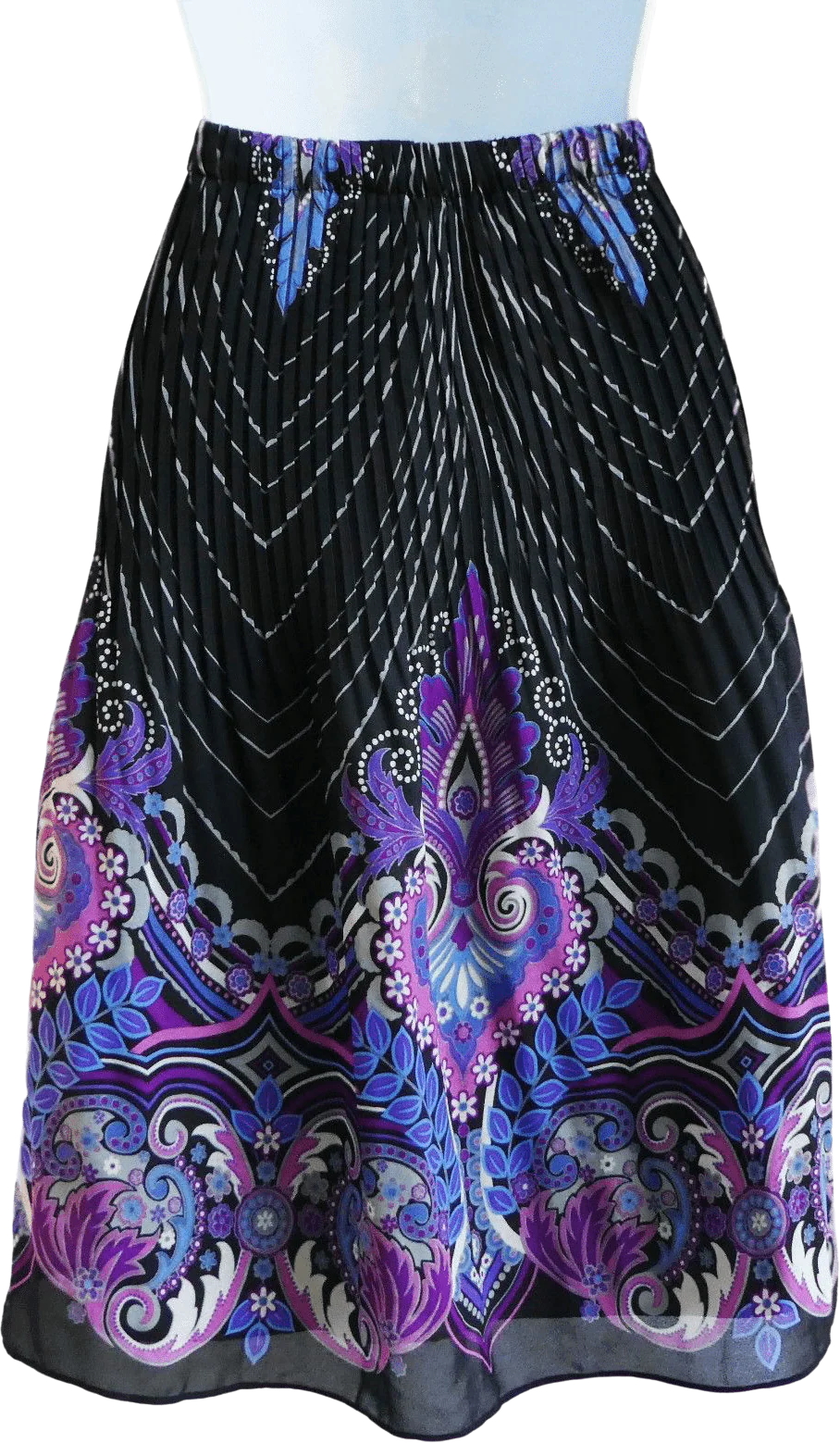 90s Accordion Line Pull On Skirt Damask Bord L By Allison Taylor - Image 2
