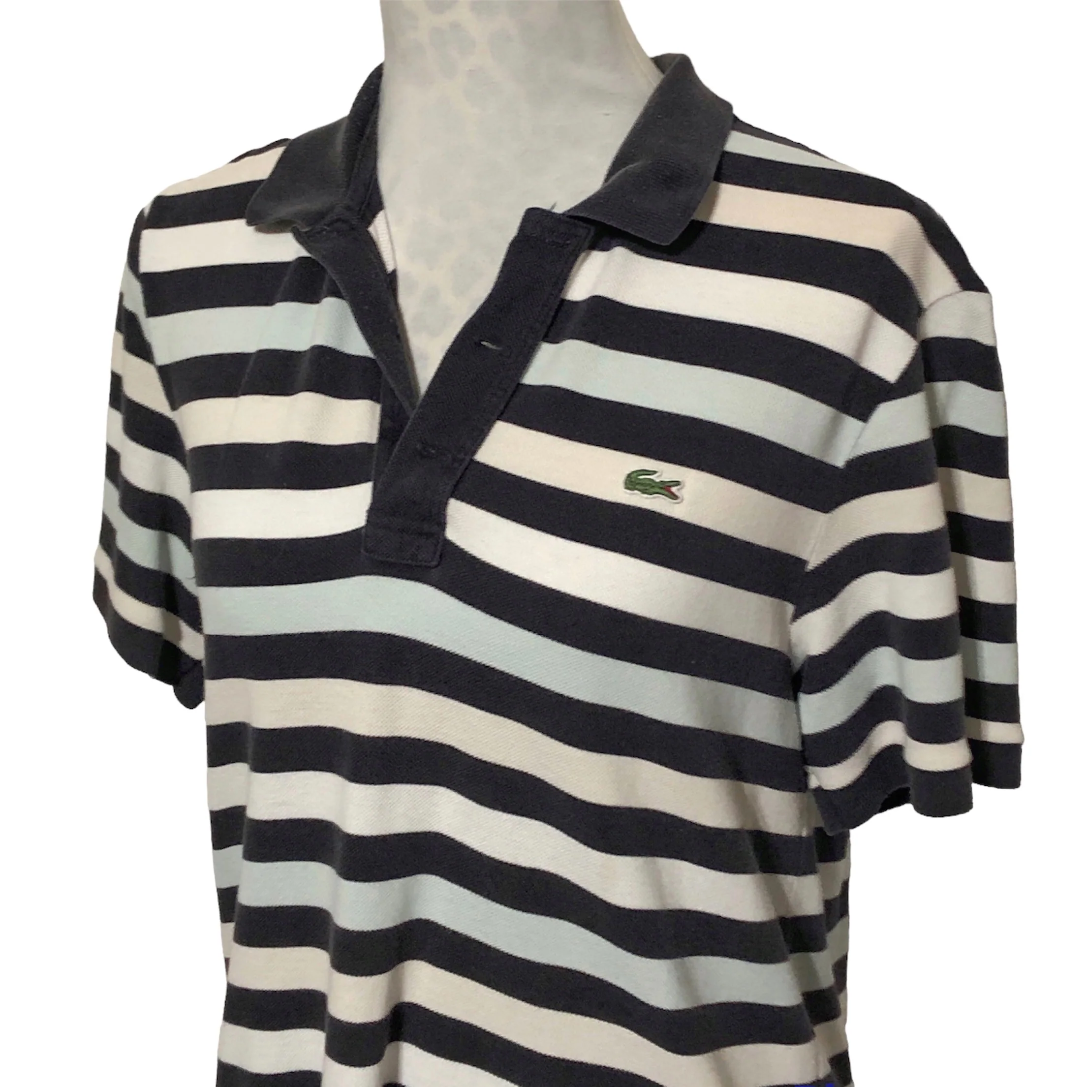 90s Alligator Logo Striped Polo Shirt By Lacoste - Image 3