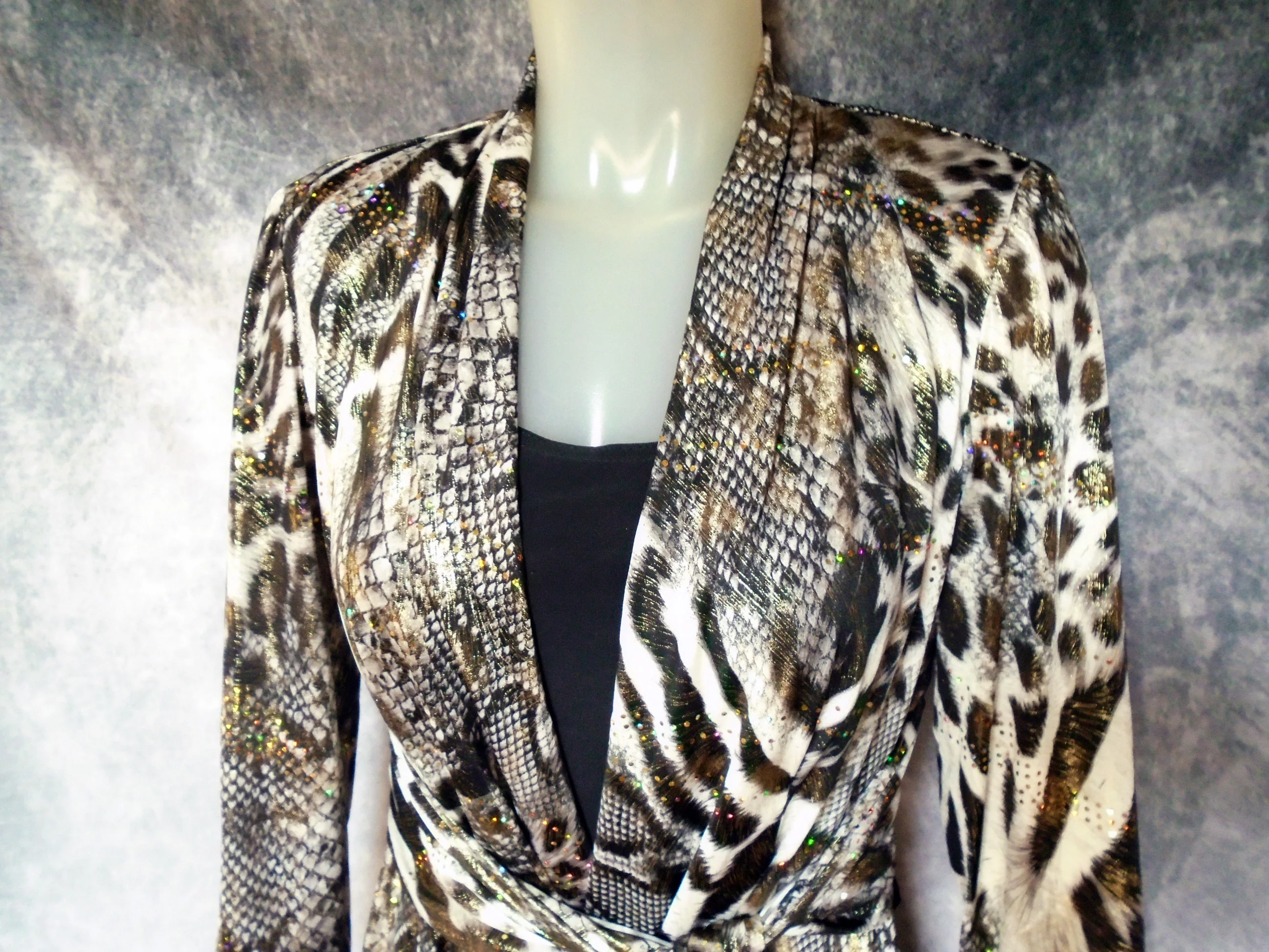 90s Animal Print Sparkle Jacket With Black Tank By R&M Richards - Image 5