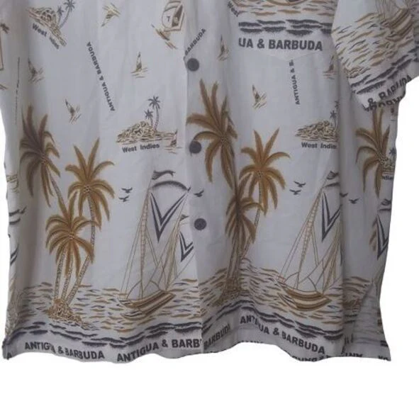 90s Antigua Barbuda Print Camp Shirt By Island Expressions - Image 4