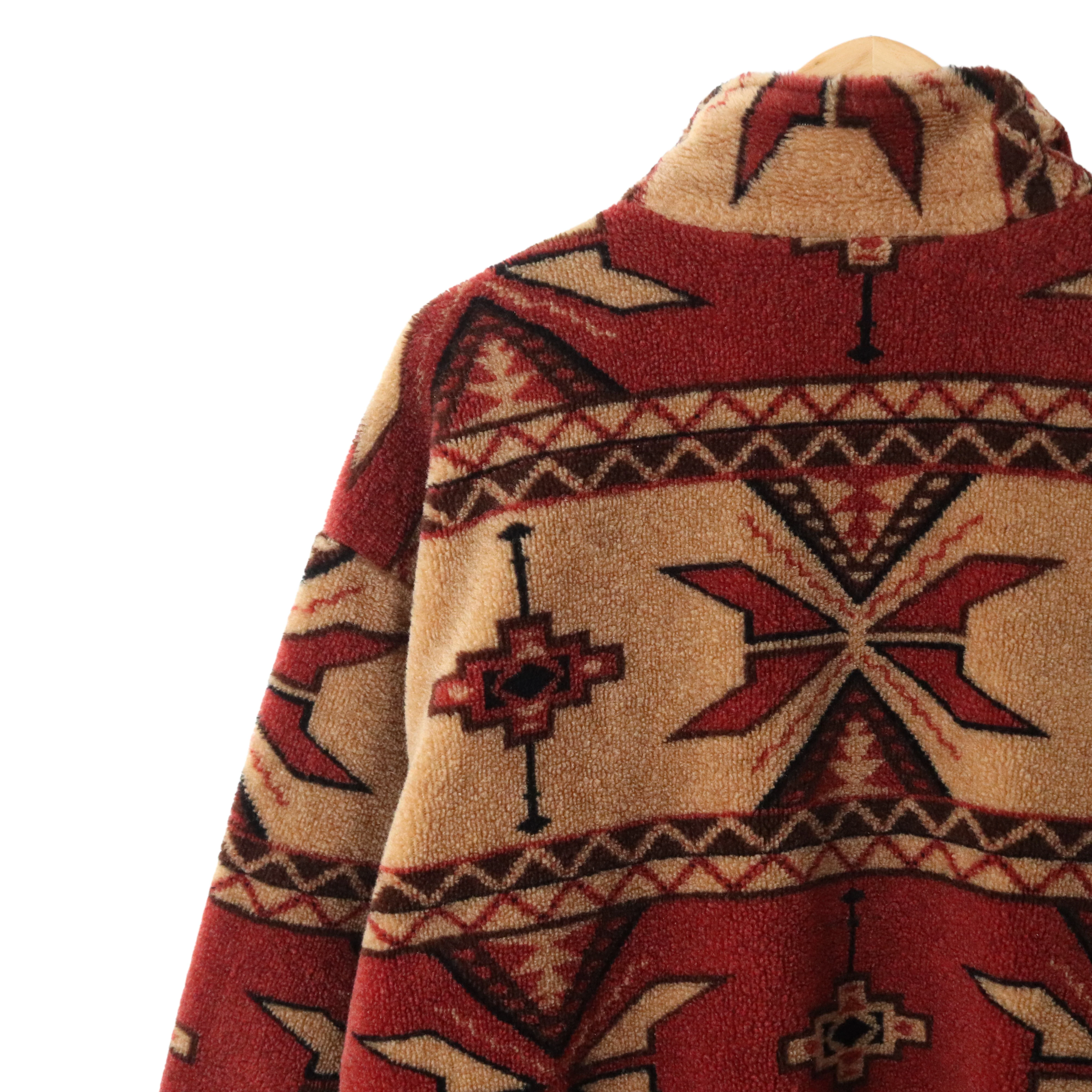 90s Geometrical  Sherpa Fleece High Pile Full Zip Jacket by Tsunami - Image 5
