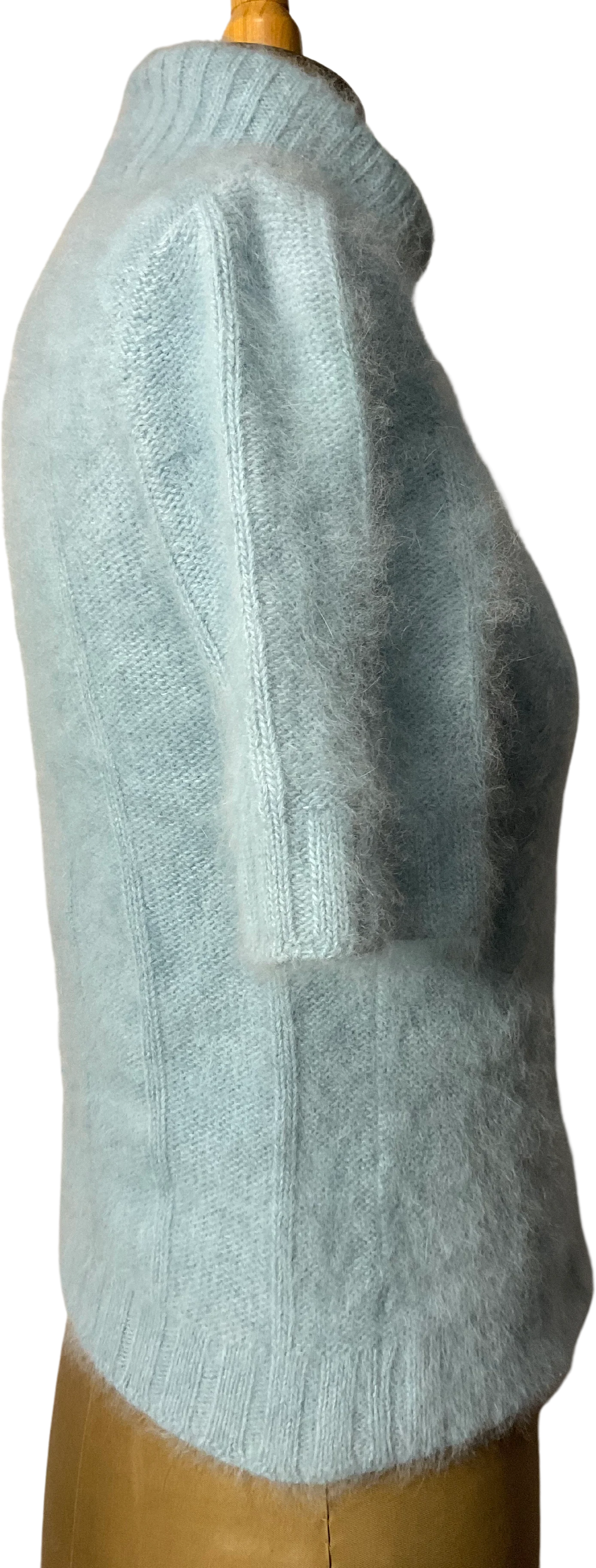 90s Baby Blue Short Sleeved Angora Turtleneck Sweater By Caslon - Image 3