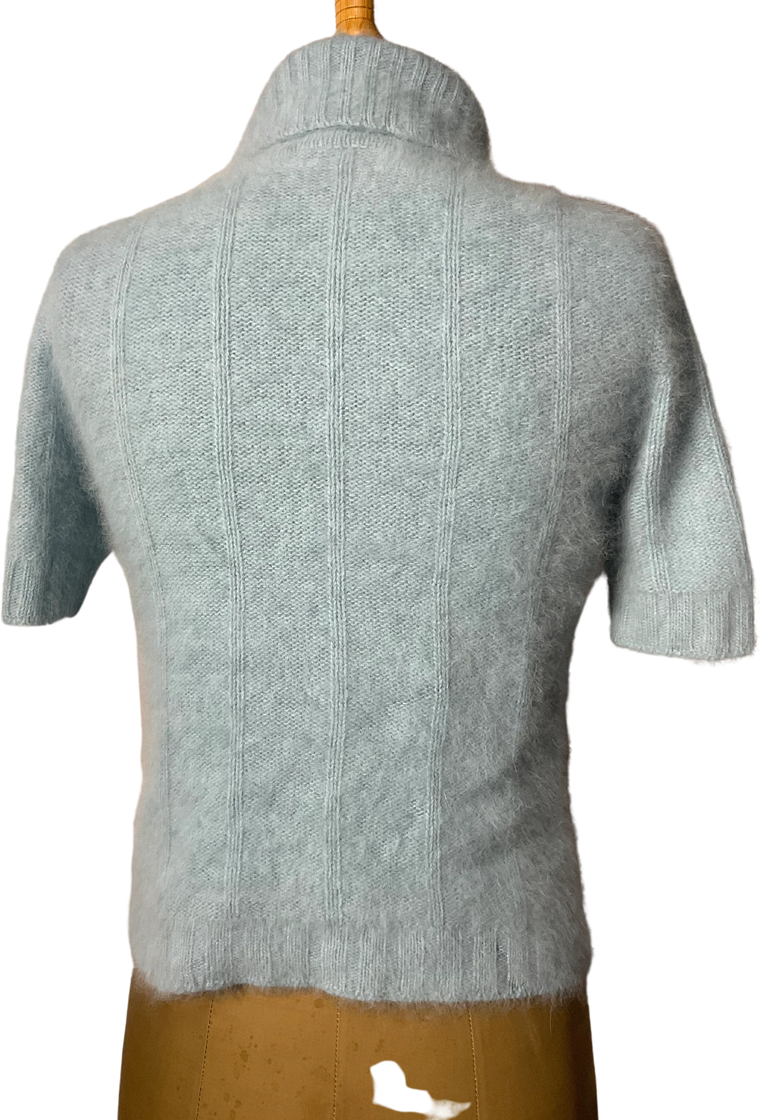 90s Baby Blue Short Sleeved Angora Turtleneck Sweater By Caslon - Image 4