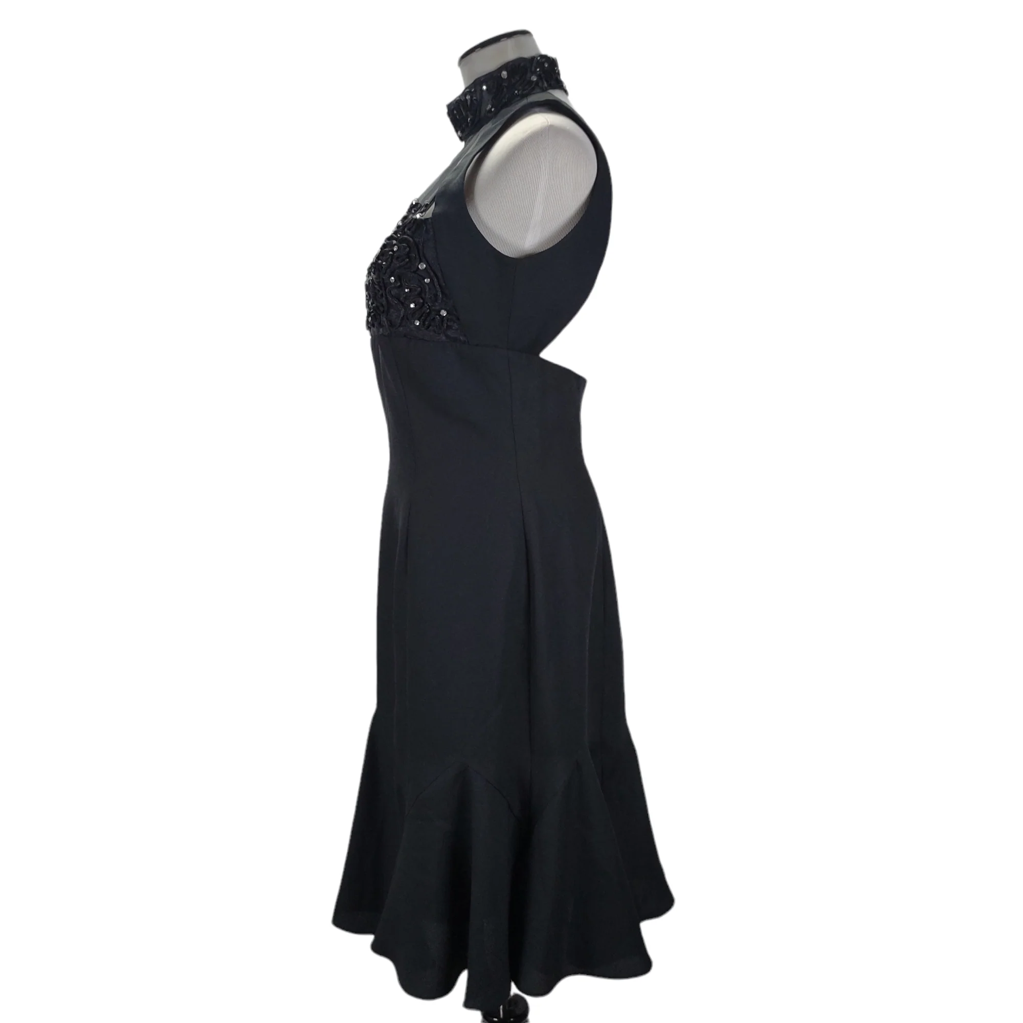 90s Backless Halter Short Cocktail Dress Soutache By After Five - Image 8