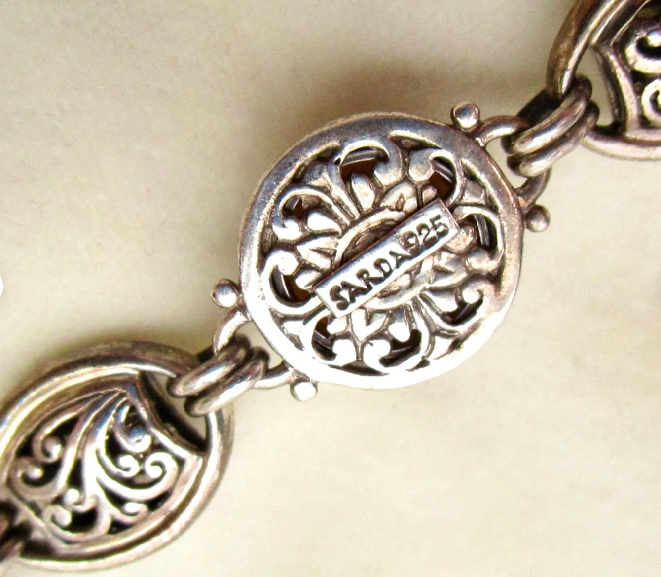 90s Balinese Link Bracelet With Three Mabe Pearls By Sarda - Image 4