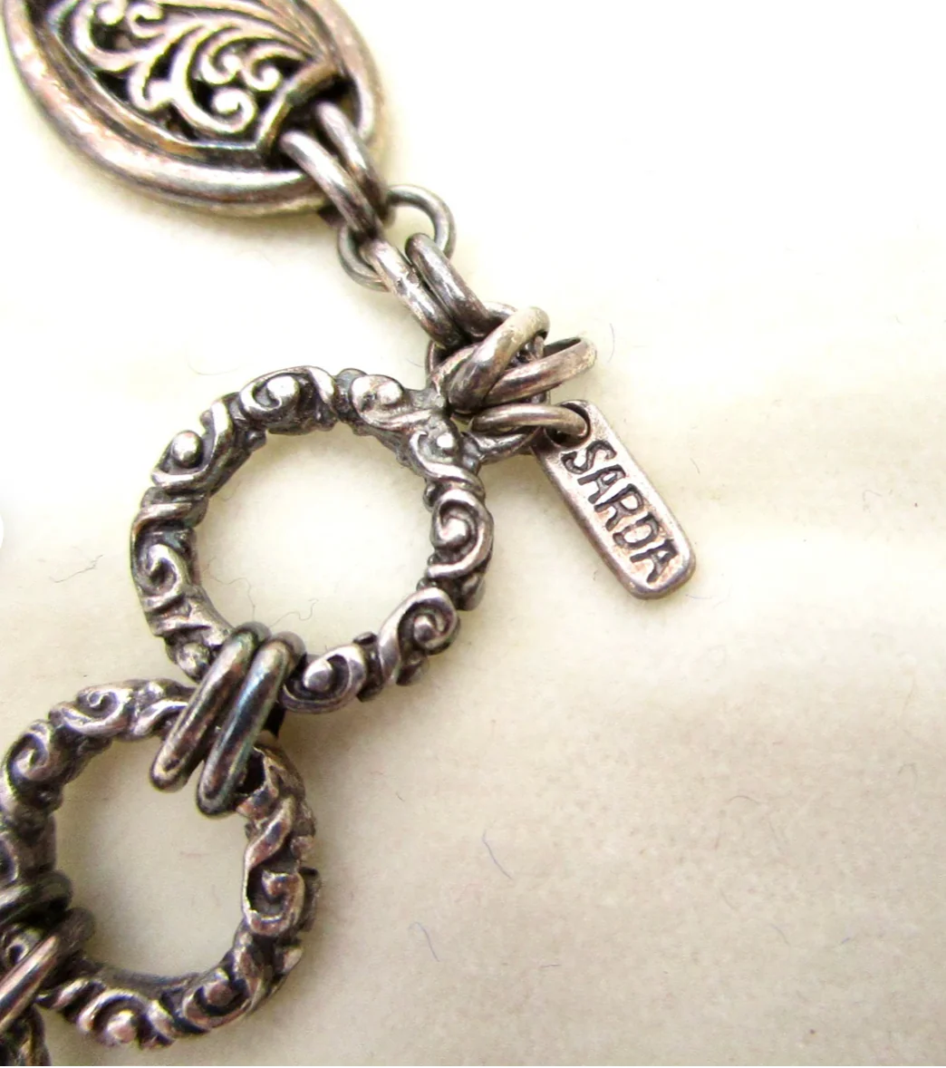 90s Balinese Link Bracelet With Three Mabe Pearls By Sarda - Image 7