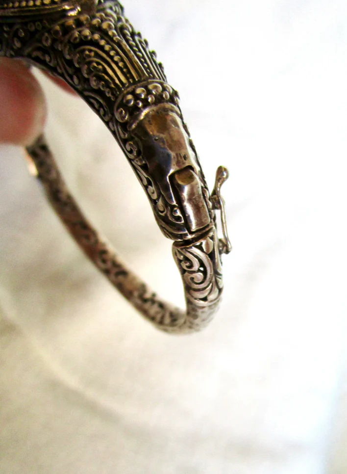 90s Balinese Sterling And Mabe-pearl Bangle Bracelet By Sarda - Image 6
