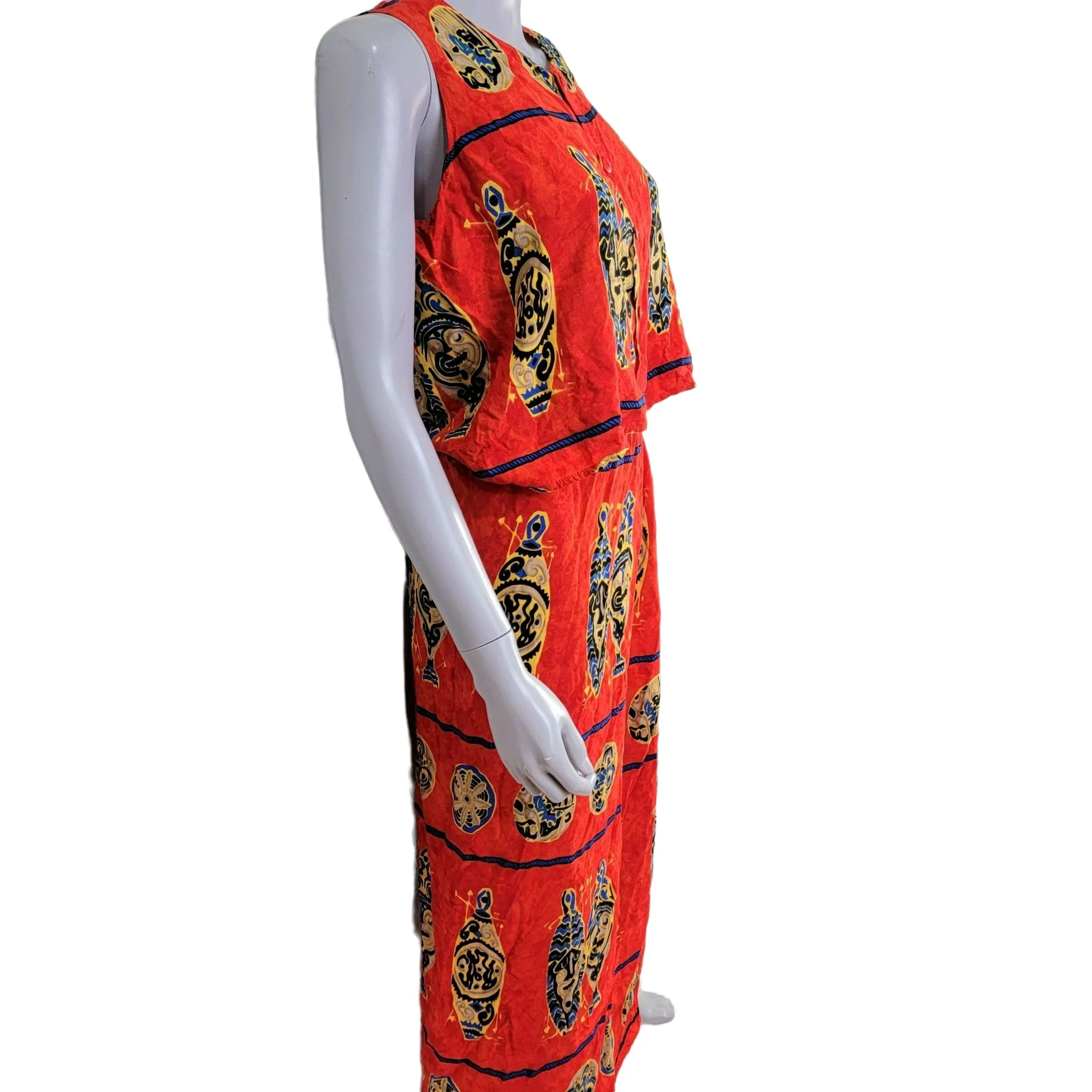 90s Beach Set Sarong Wrap Maxi Skirt Shirt Women Small By Cocowalk - Image 7