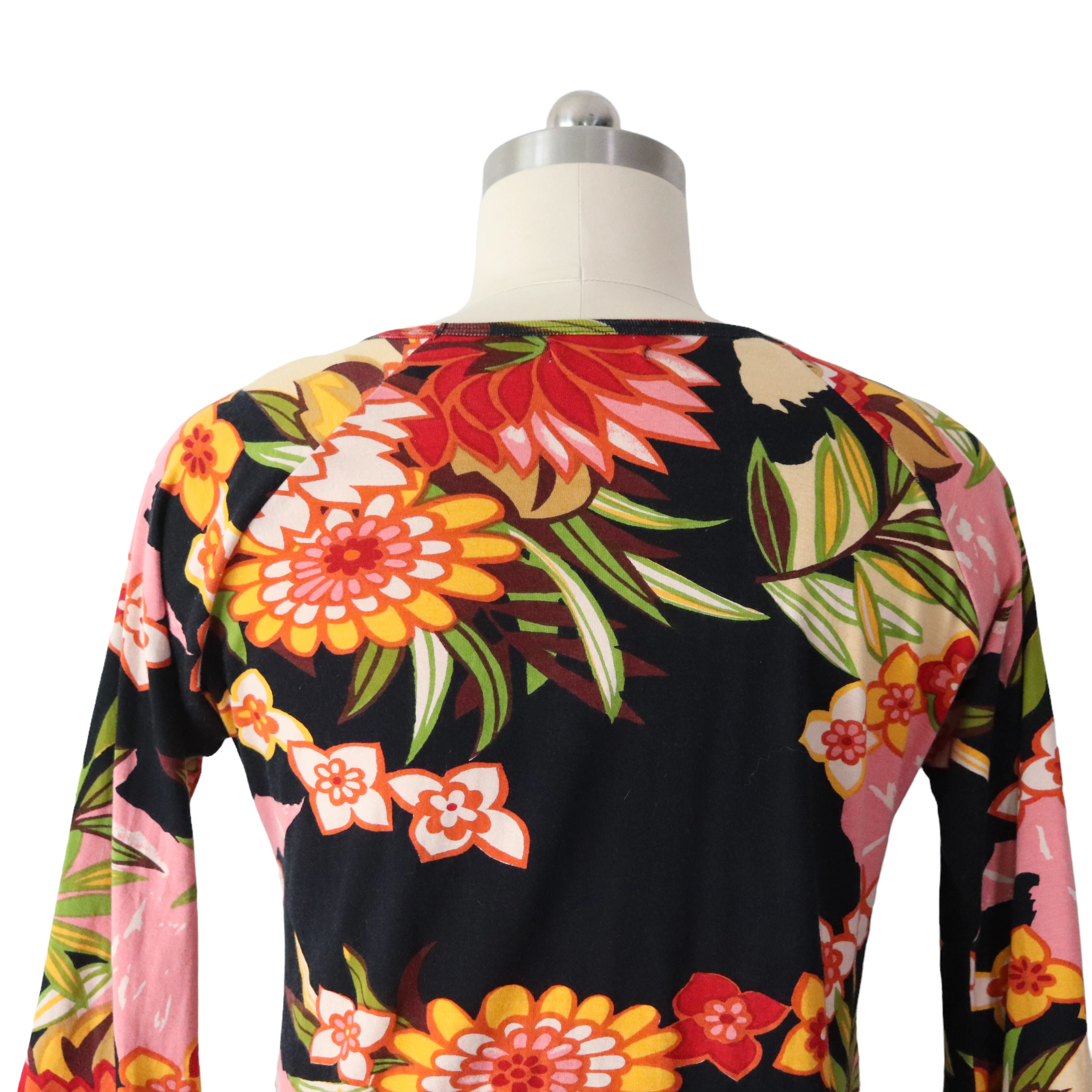 90s Beaded Floral Bell Sleeve Fringe Cotton Knit Top By Kaktus - Image 4