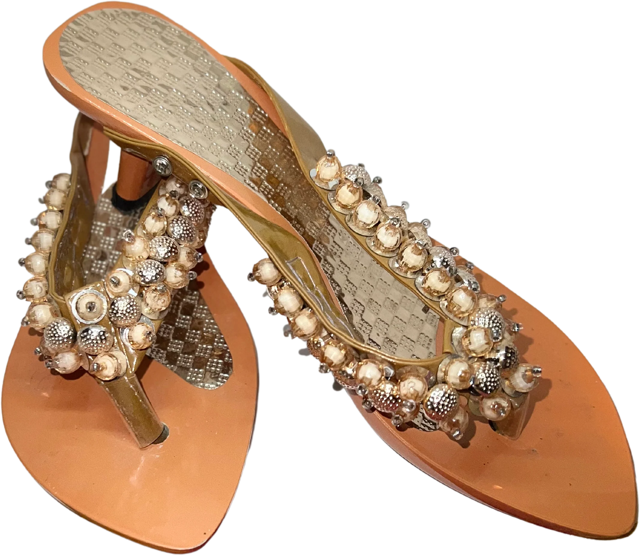 90s Beaded Plastic Small Heel Sandal