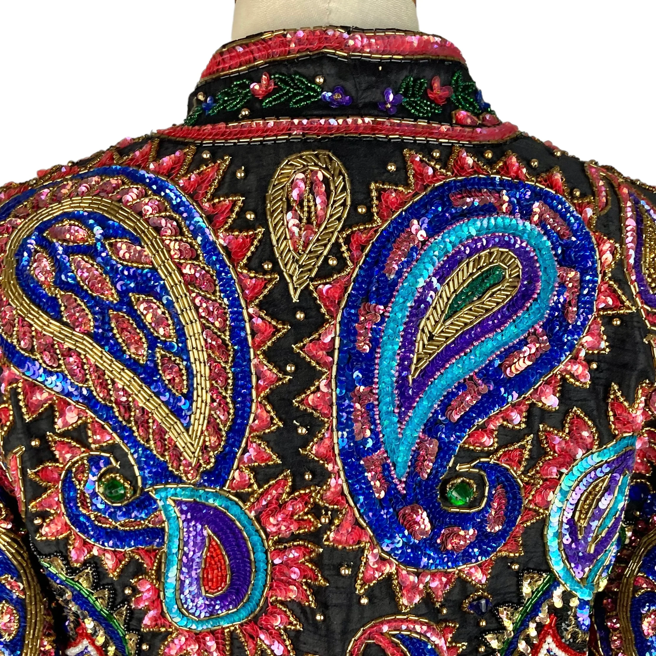 90s Beaded Sequined Paisley Bolero Cropped Jacket By Adrianna Papell - Image 11