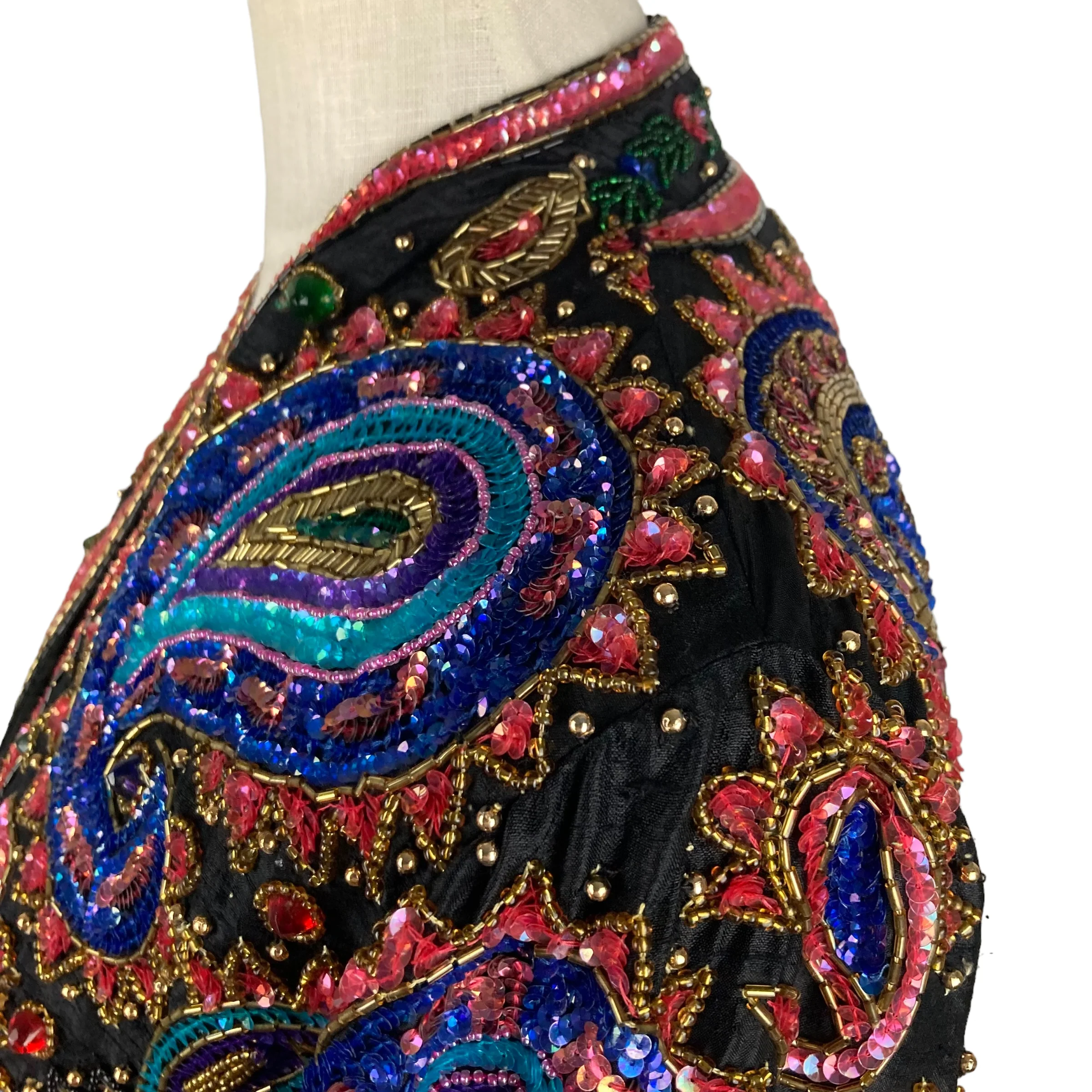 90s Beaded Sequined Paisley Bolero Cropped Jacket By Adrianna Papell - Image 7