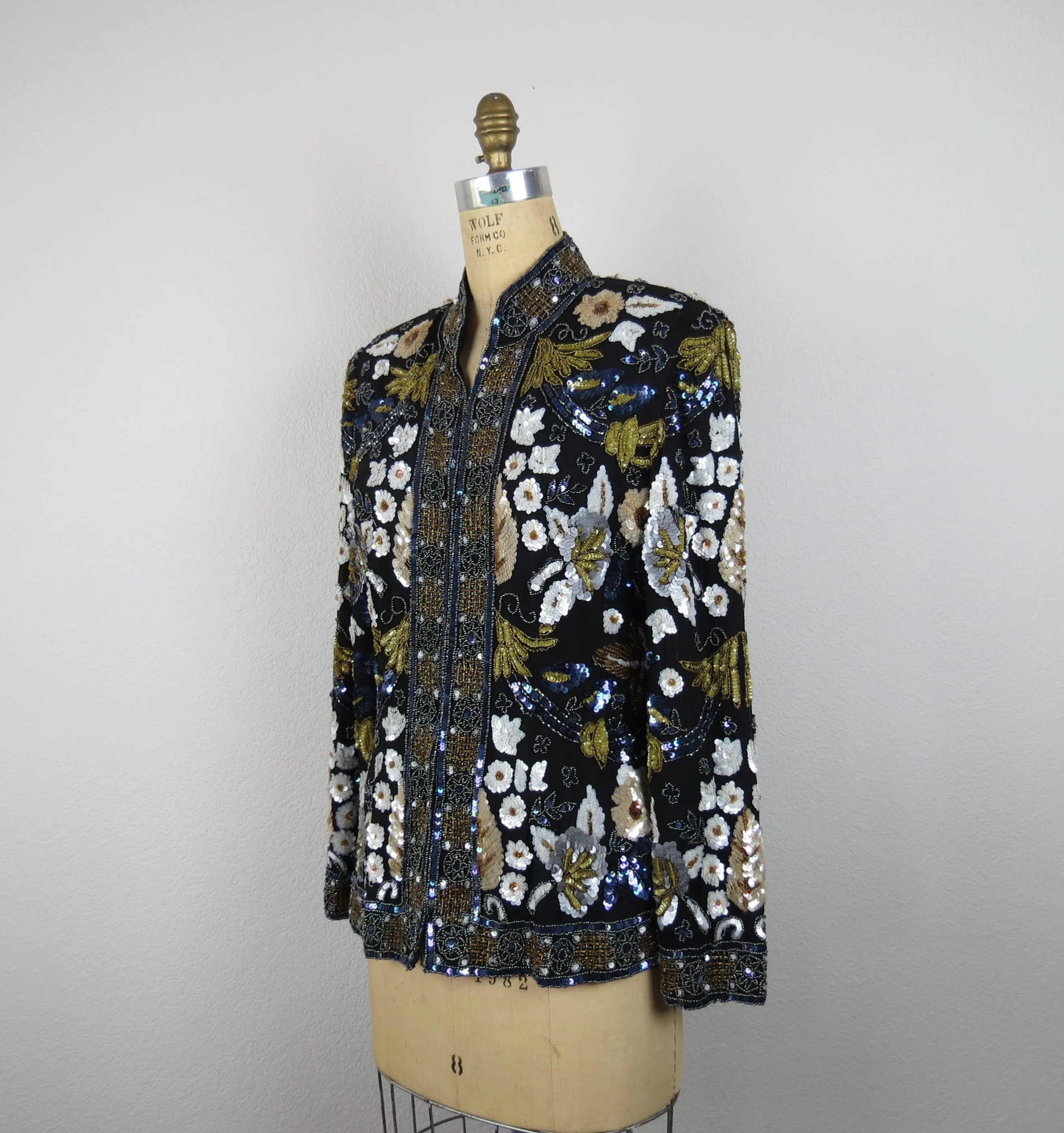 90s Beaded Sequins Blouse Jacket Formal Cocktail By Nipon Night - Image 4