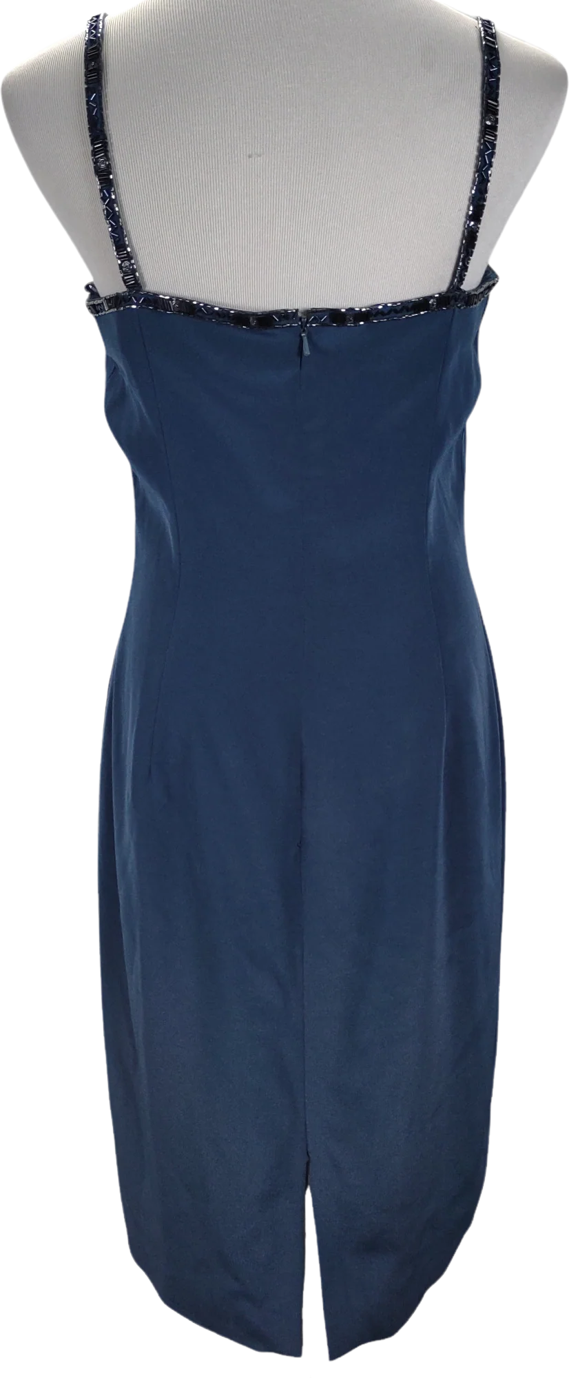90s Beaded Square Neck Sheath Cocktail Party Dress By Niteline Della Roufogali - Image 2
