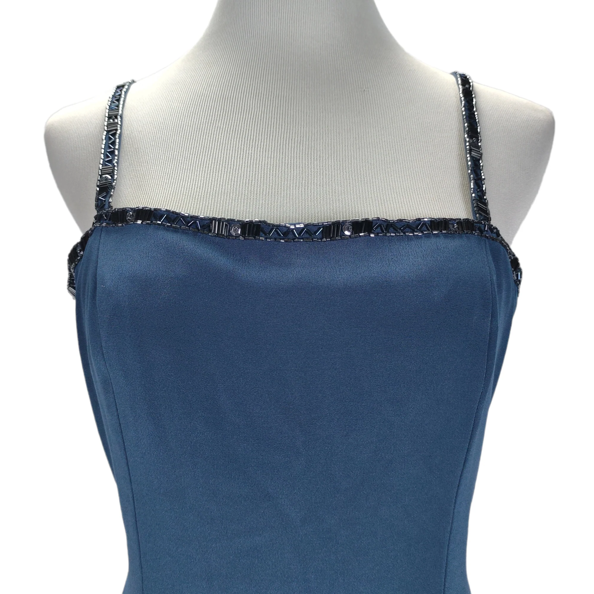 90s Beaded Square Neck Sheath Cocktail Party Dress By Niteline Della Roufogali - Image 3
