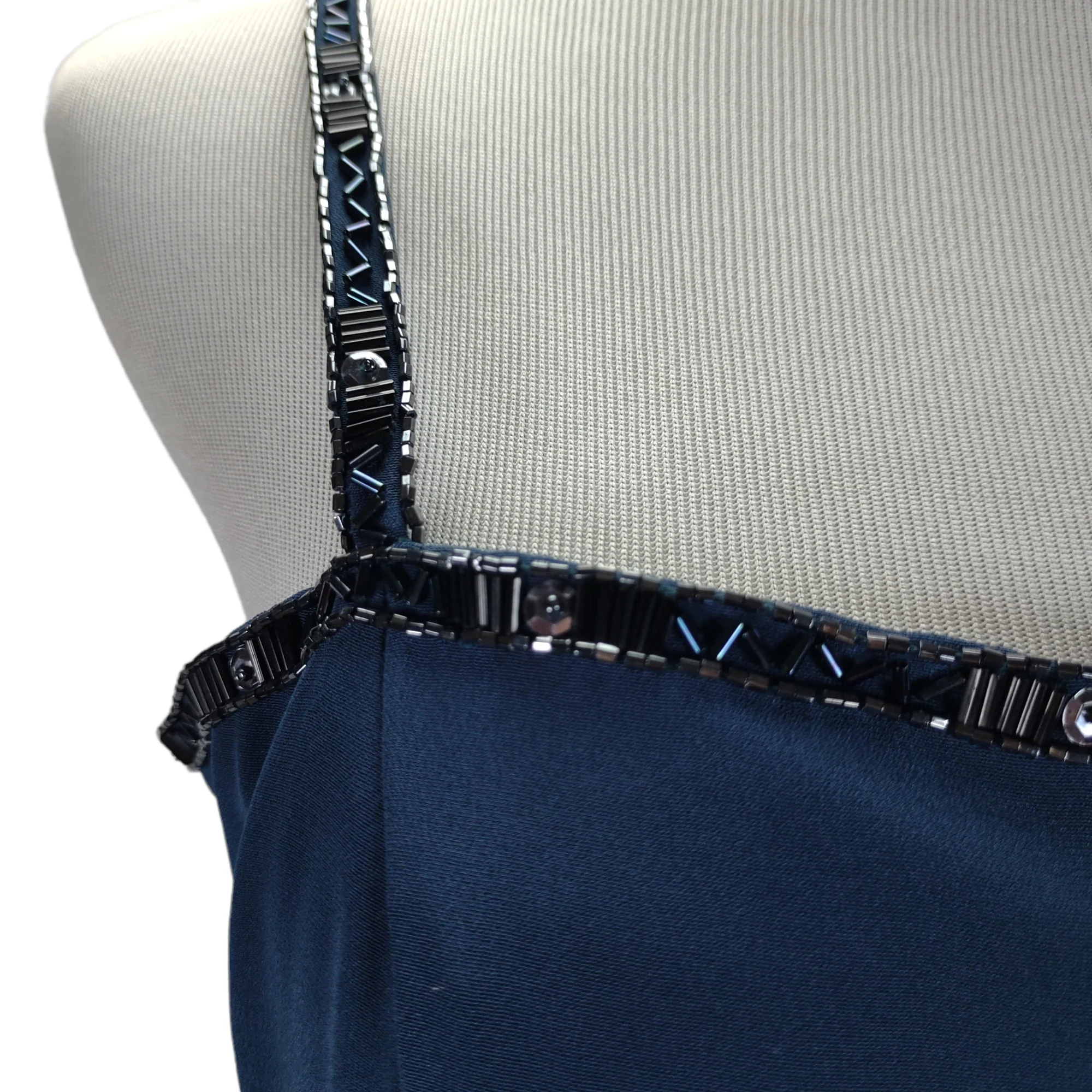 90s Beaded Square Neck Sheath Cocktail Party Dress By Niteline Della Roufogali - Image 4