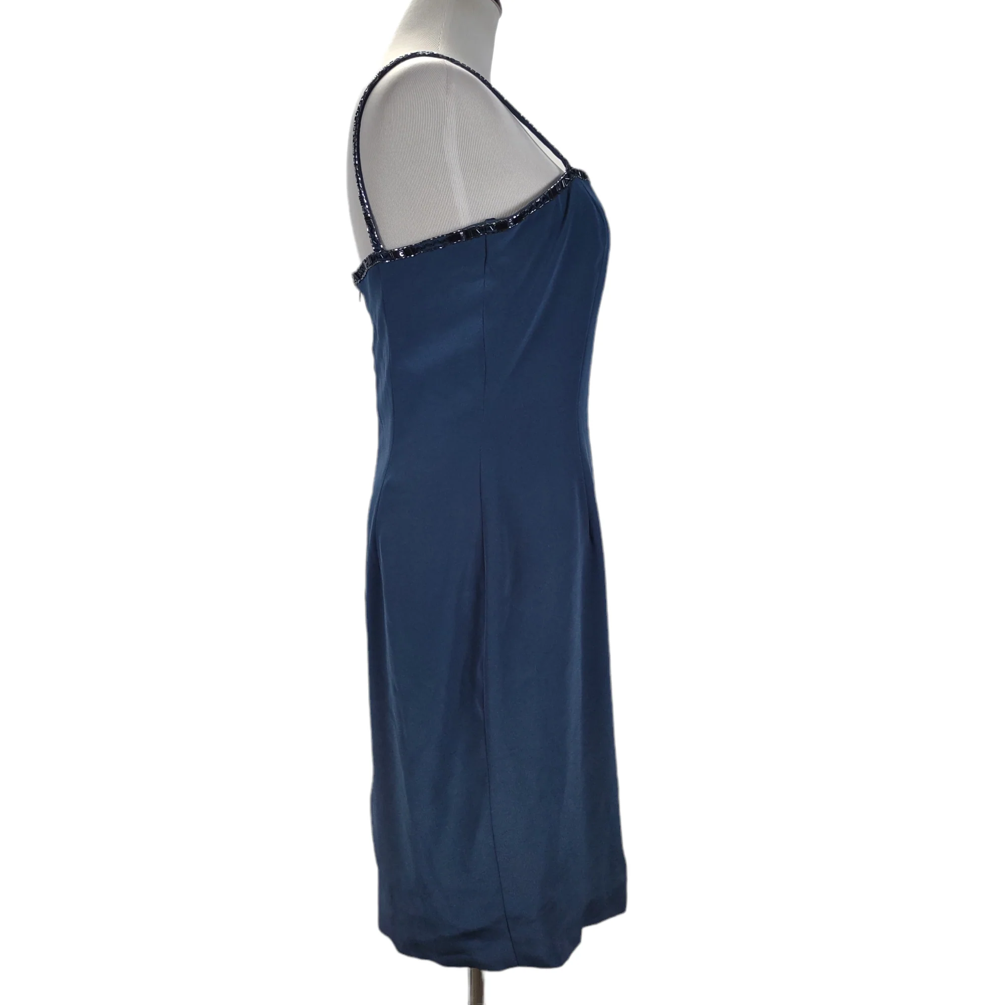 90s Beaded Square Neck Sheath Cocktail Party Dress By Niteline Della Roufogali - Image 5