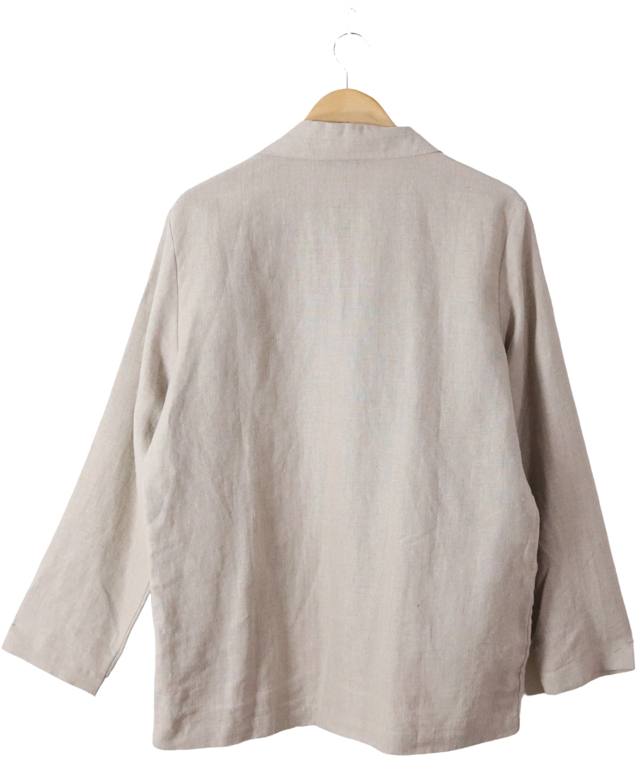 90s Beige Ecru 100% Linen Unstructured Blazer Jacket By Samantha Taylor - Image 2