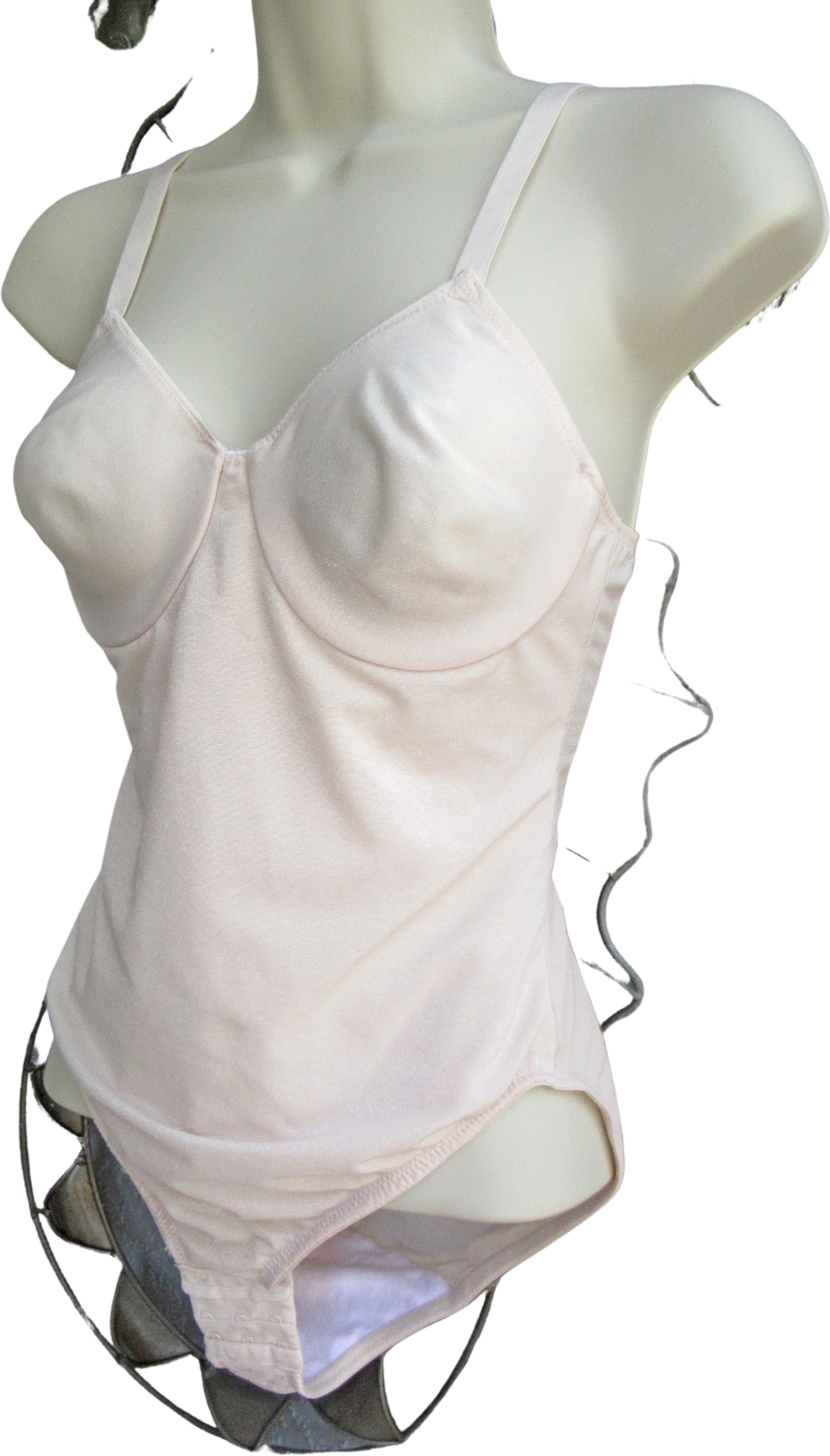 90s Beige Shapewear 34c Bodysuit With Underwire Bra By Vanity Fair - Image 4