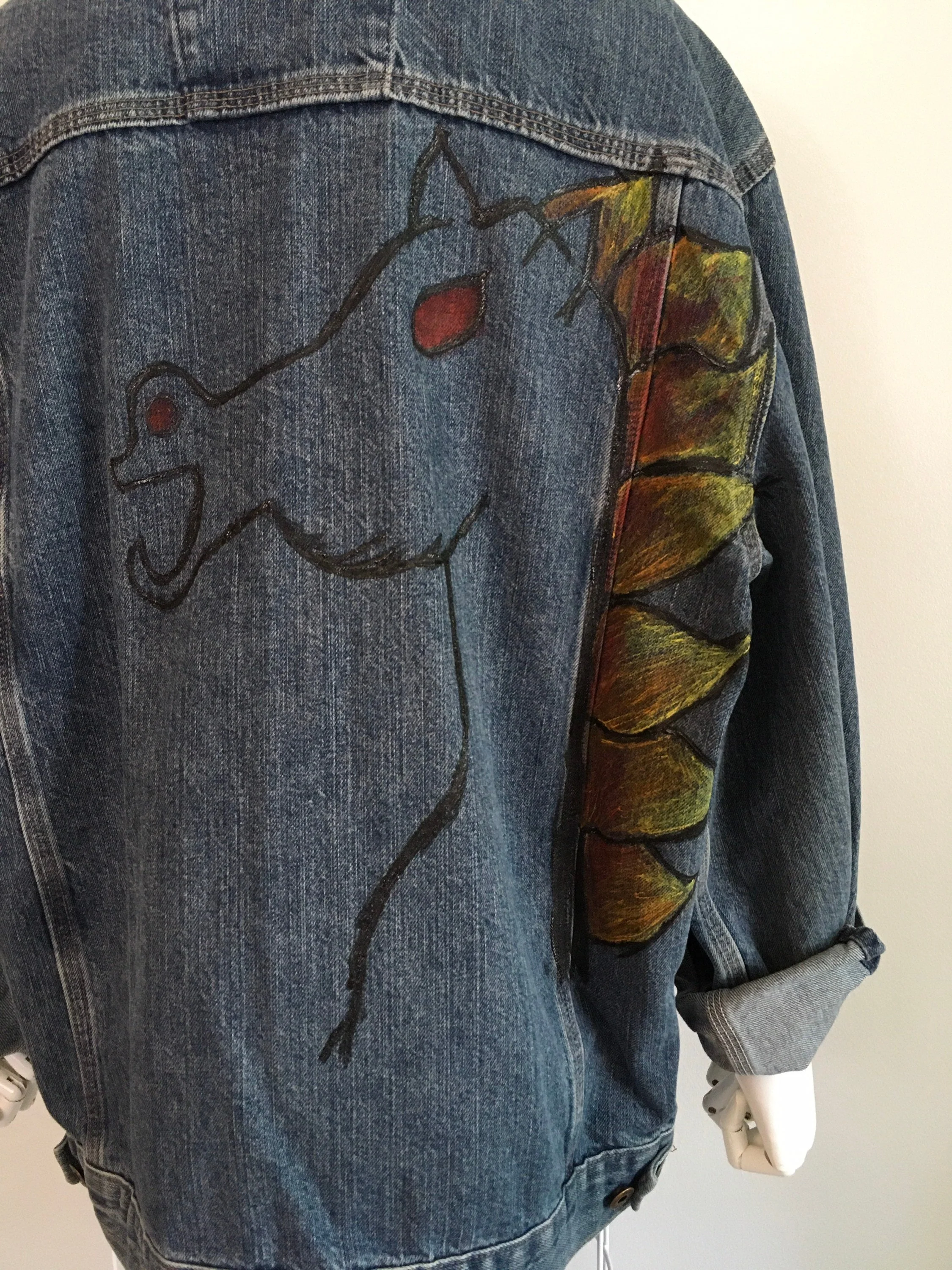 90's Bill And Teds Excellent Adventure Wyld Stallyns Painted Denim Coat by Carhartt - Image 6