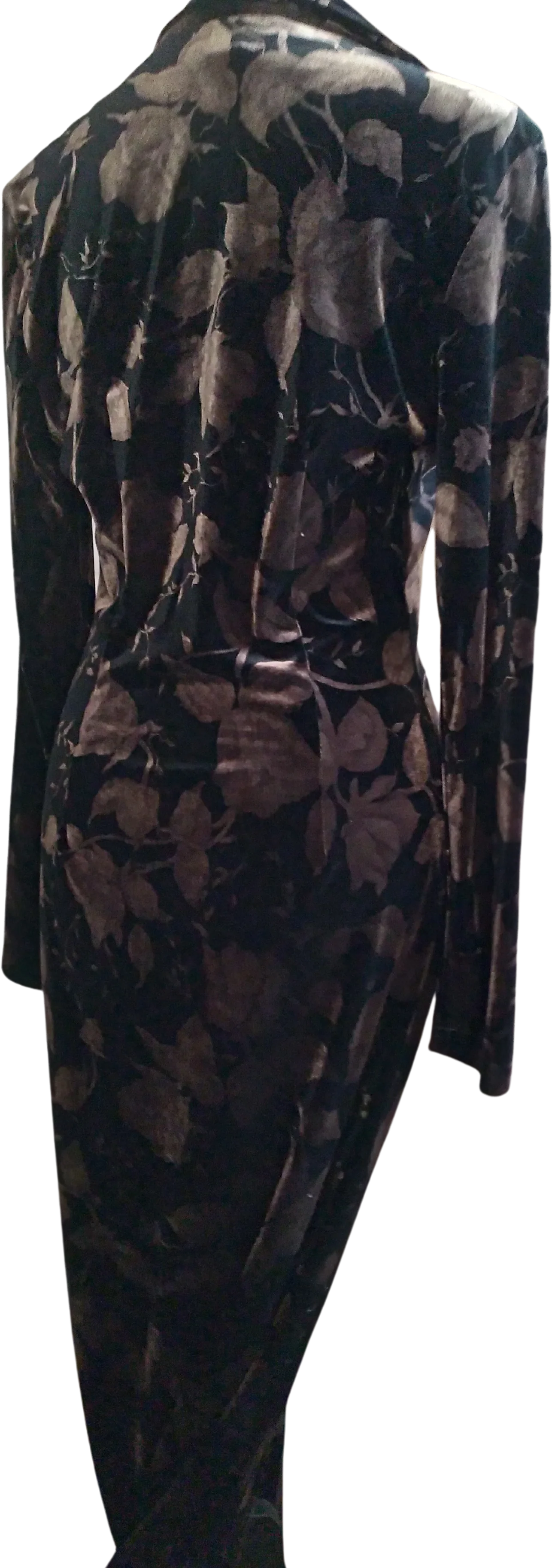 90s Black And Bronze Maxi Coat Dress - Image 2