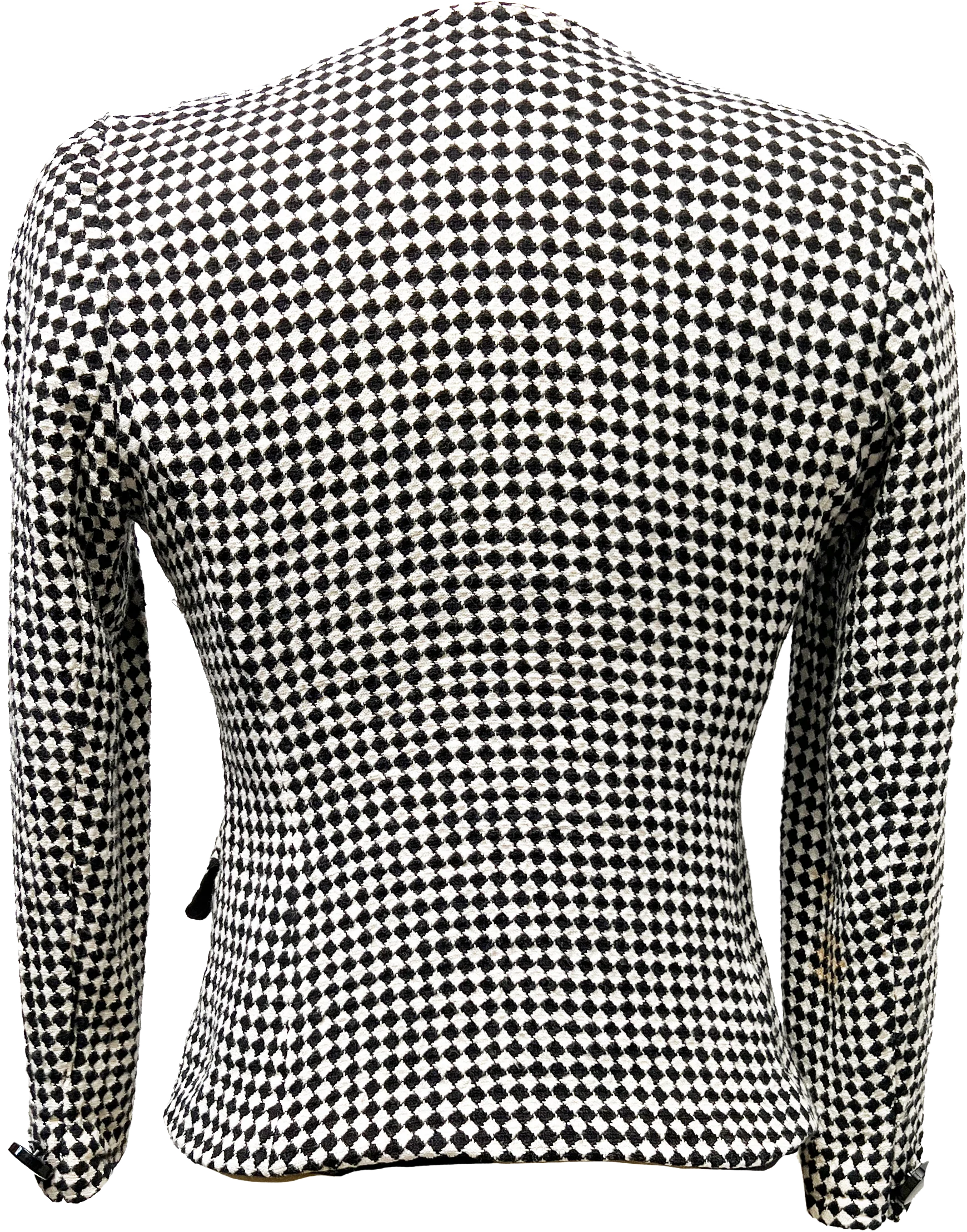 90s Black And White Checkered Wool Crop Blazer - Image 2