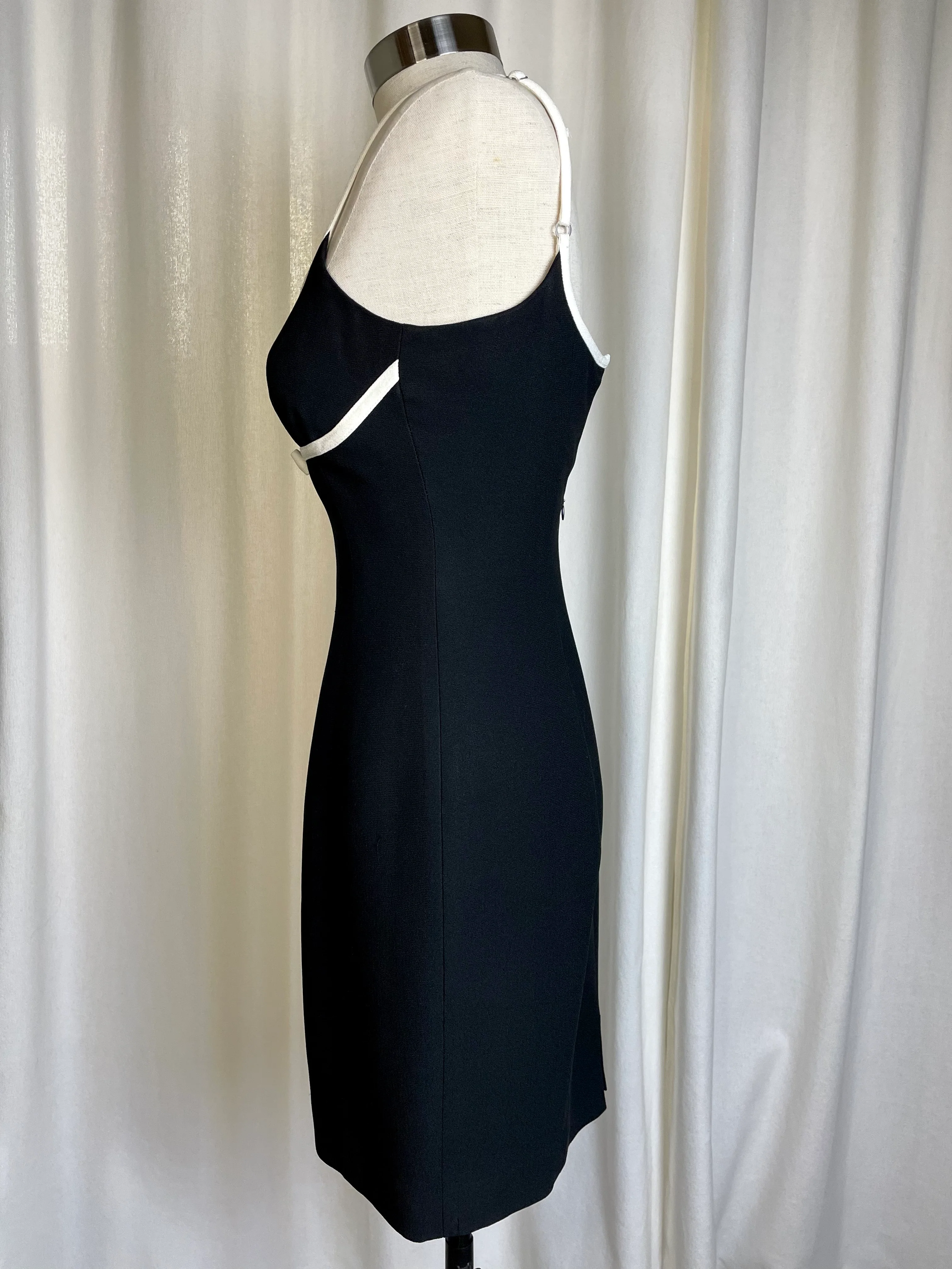 90s Black And White Crepe Dress By bebe - Image 3
