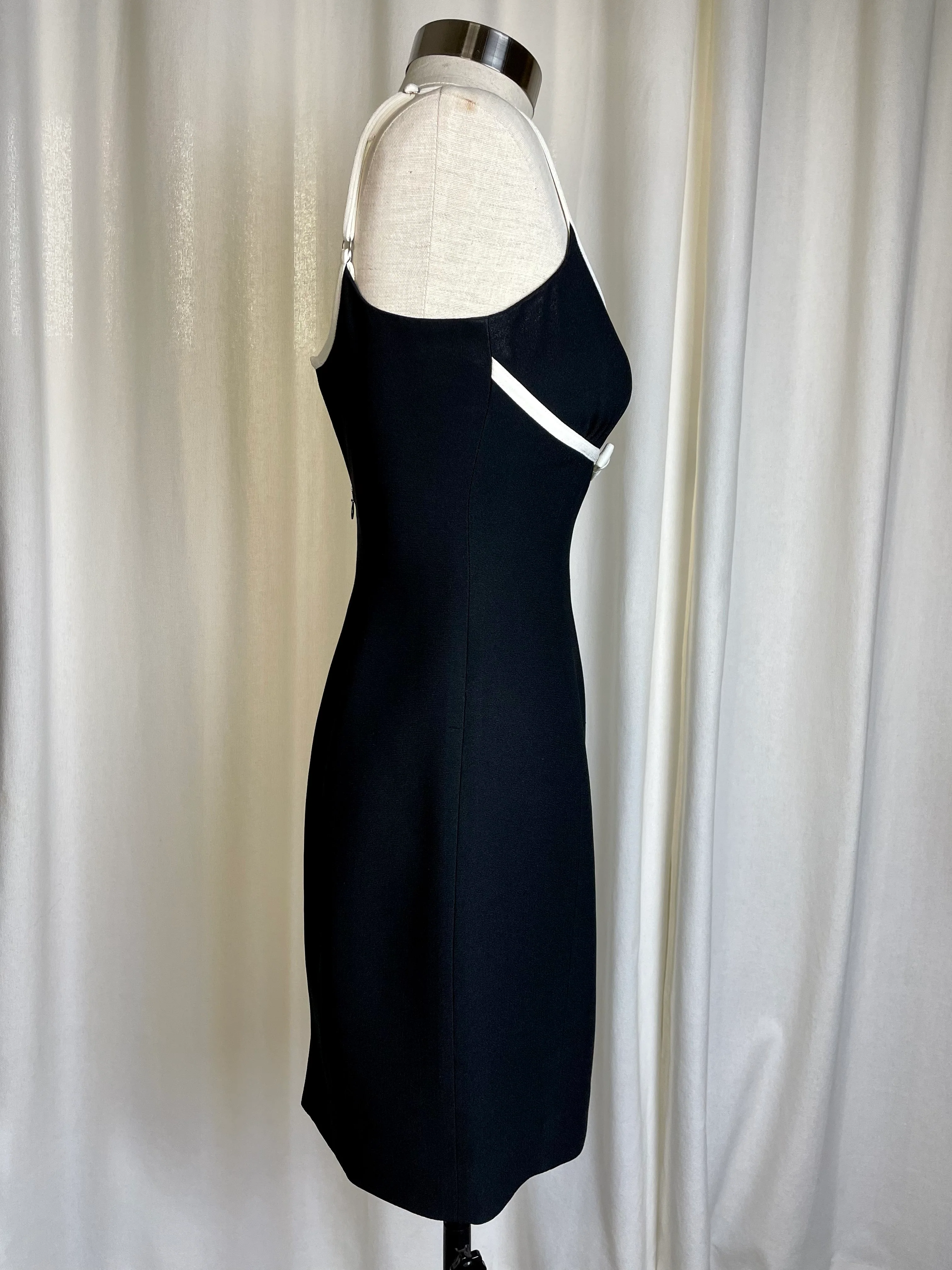 90s Black And White Crepe Dress By bebe - Image 4