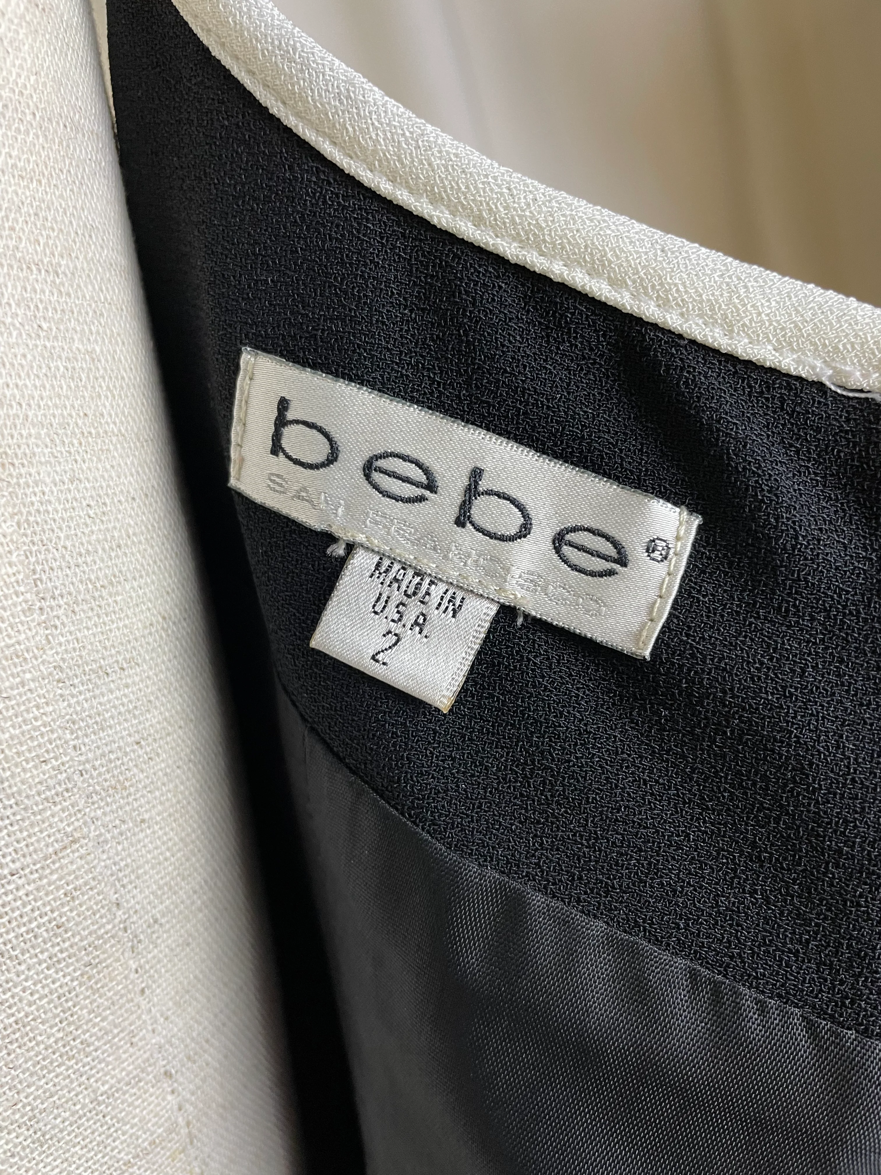 90s Black And White Crepe Dress By bebe - Image 7