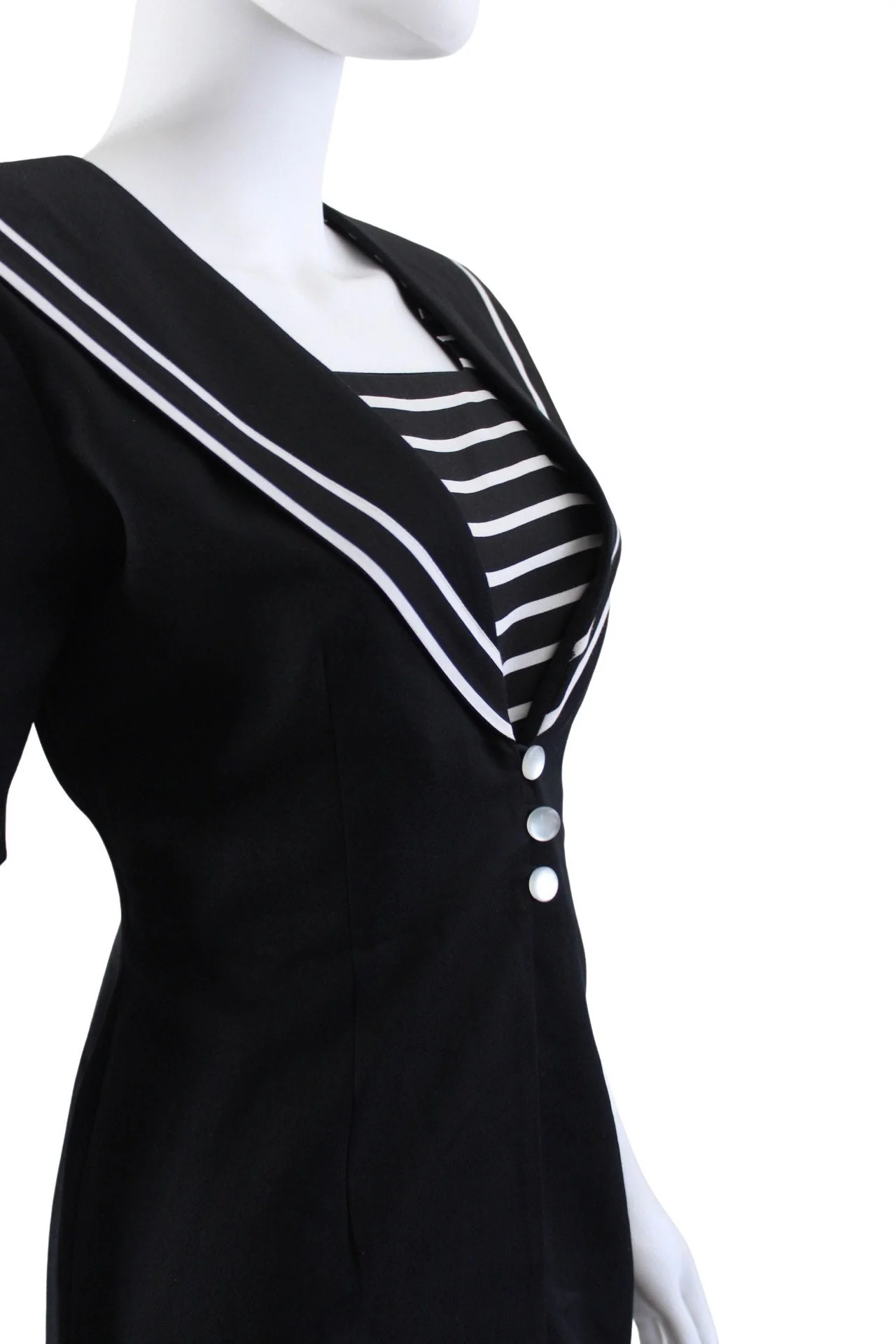 90s Black and White Sailor Stripe Romper by  JSJ Petites - Image 3
