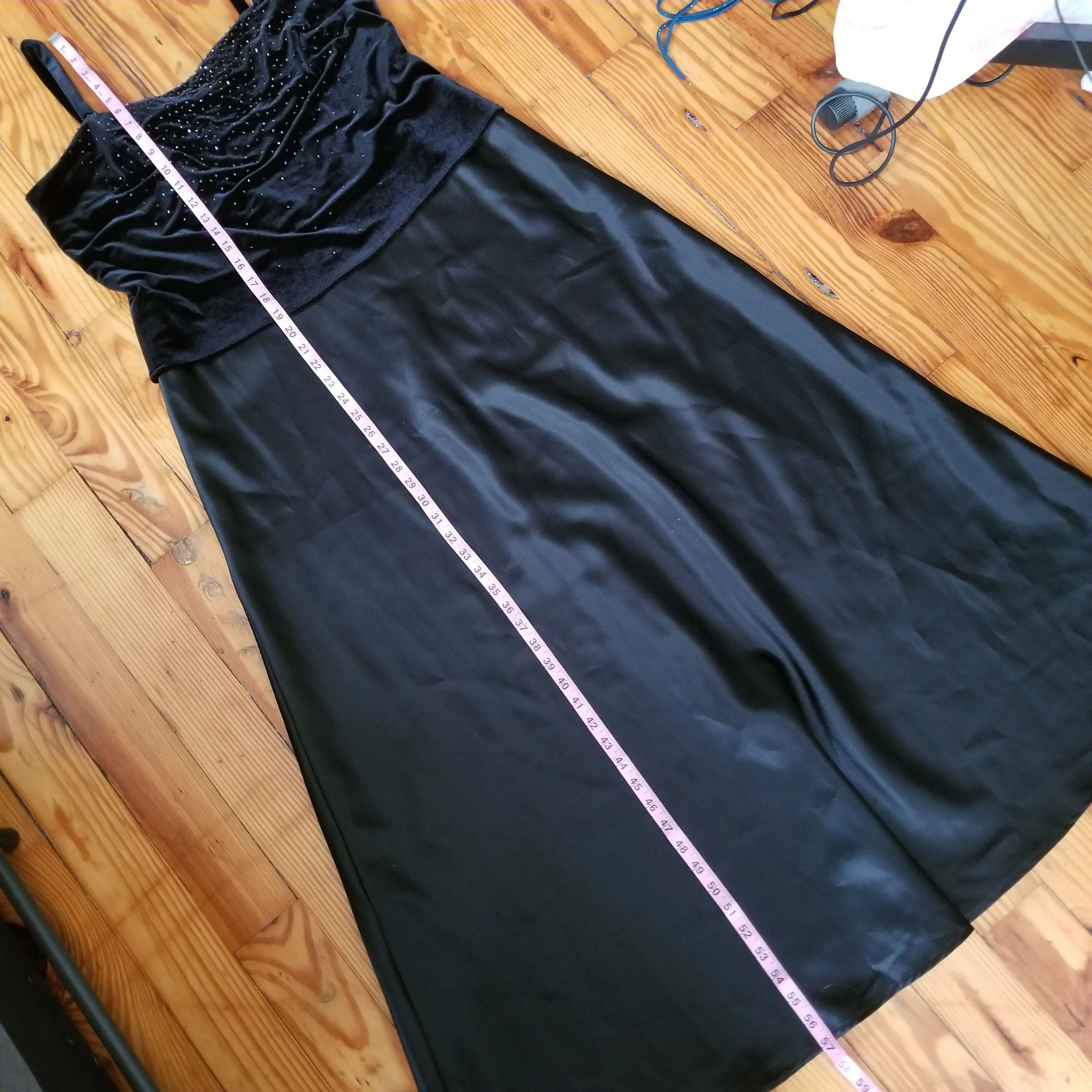 90s Black Beaded Velour Popover (two Piece Look) Gown By Karen Miller - Image 8