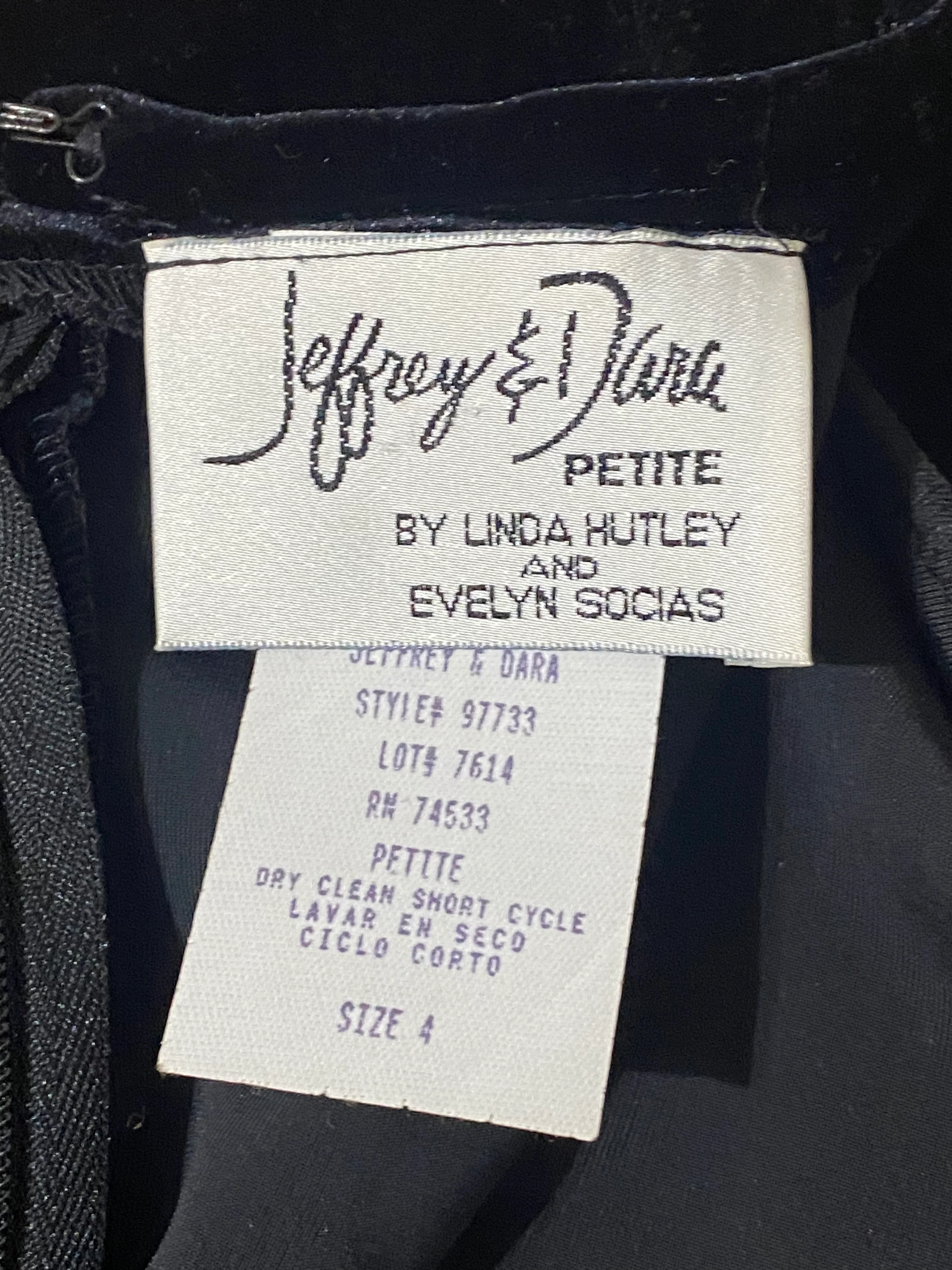 90s Black Beaded Velour Velvet Cocktail Dress 4 Petite By Jeffrey & Dara - Image 10