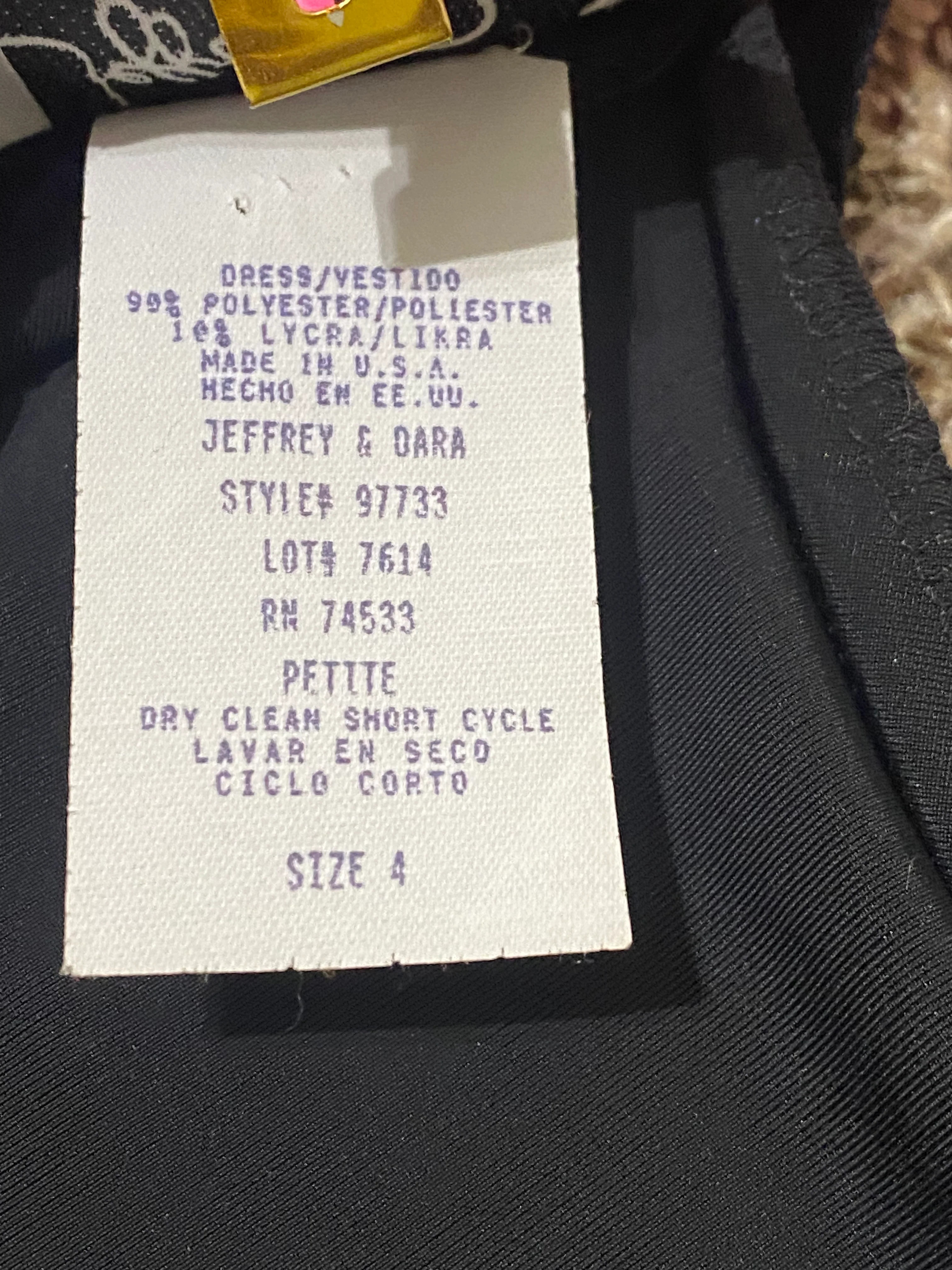90s Black Beaded Velour Velvet Cocktail Dress 4 Petite By Jeffrey & Dara - Image 11