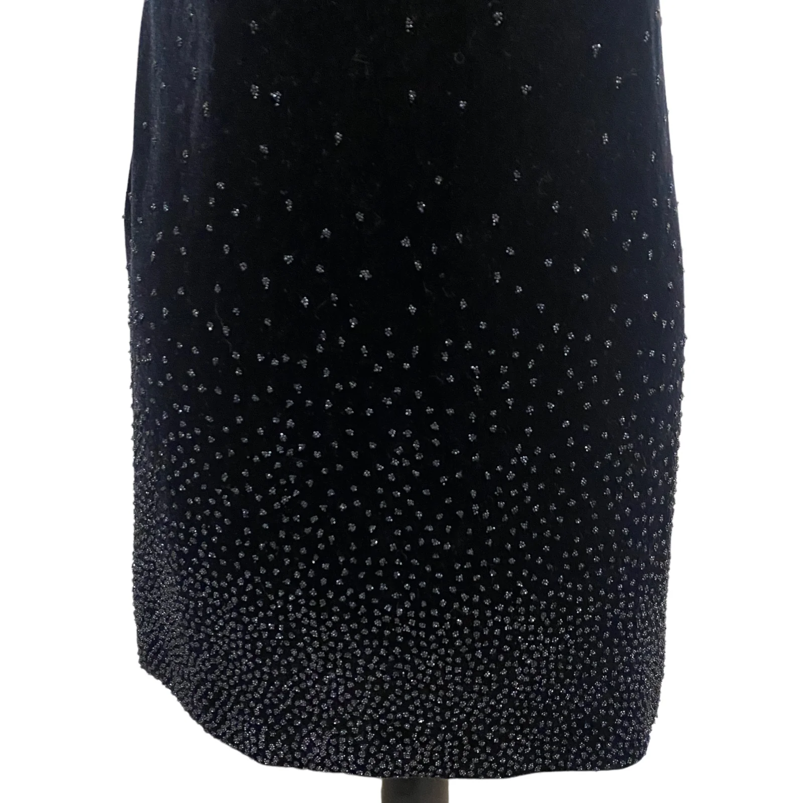 90s Black Beaded Velour Velvet Cocktail Dress 4 Petite By Jeffrey & Dara - Image 12