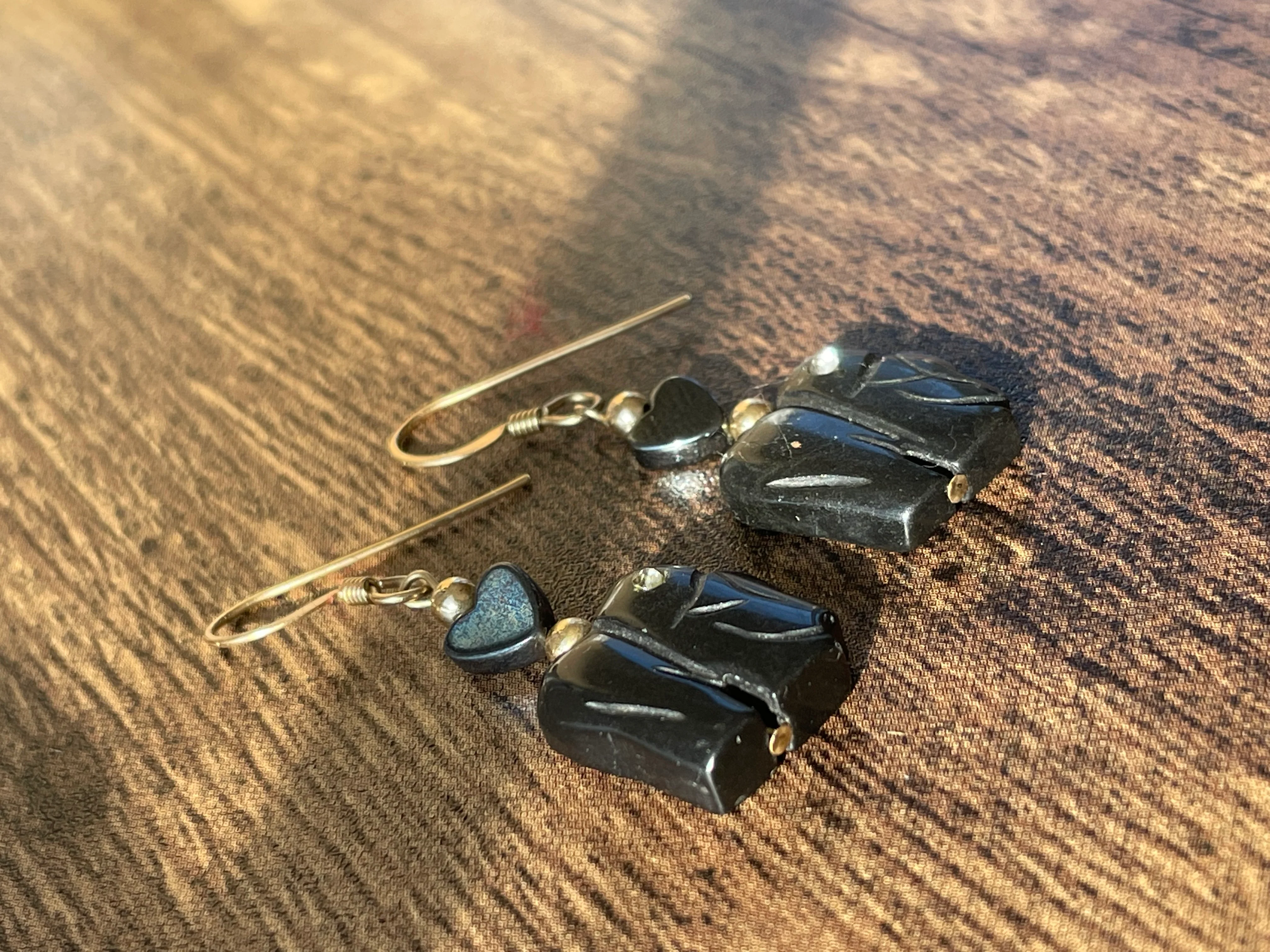90s Black Chalcedony Elephant Earrings - Image 4
